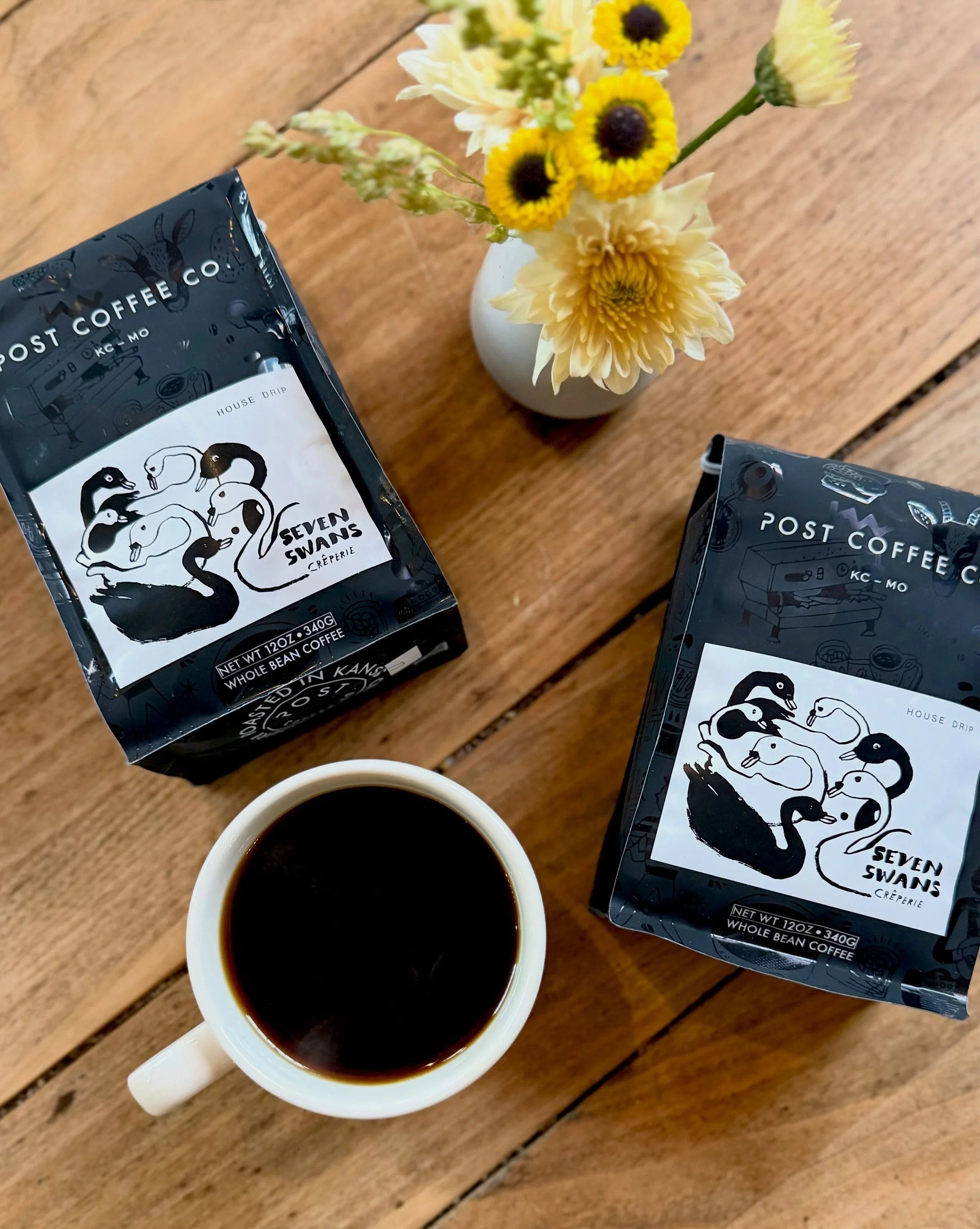 House drip. Locally roasted here in Kansas City, this perfectly medium blend is just ... perfect. It's earthy, toasty, plummy and just enough chocolate to round everything out. 

Take a bag home with you today!
