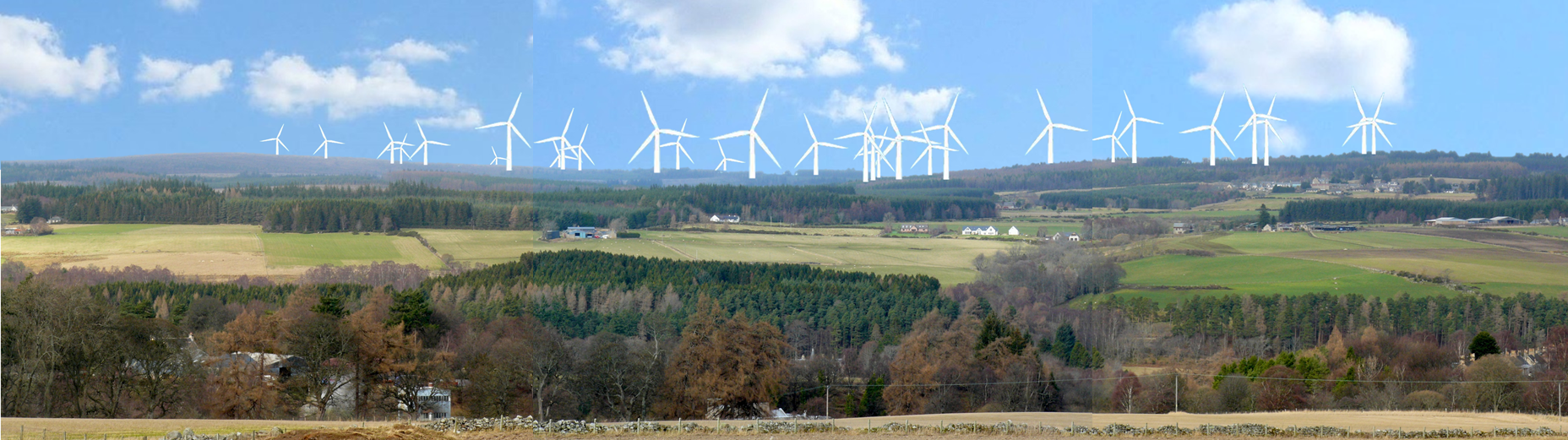 Accurate artists image of the proposed Rothes 3 wind farm, seen from the main A95 near Aberlour, dwarfing Archiestown at top right. That’s quite some addition to iconic Speyside?