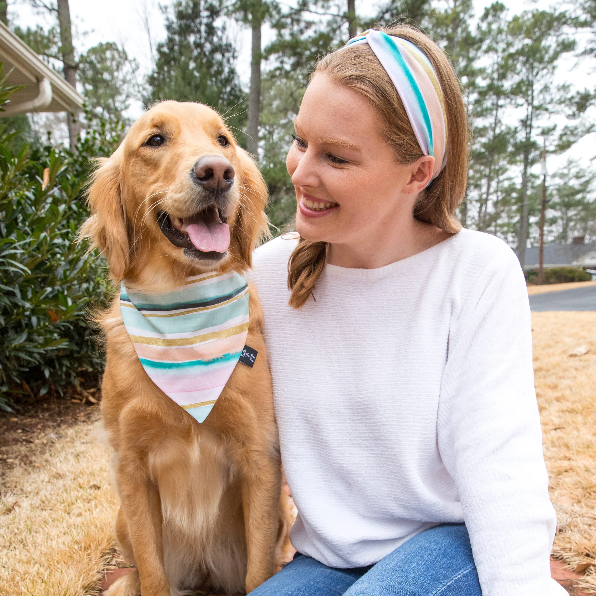 Sunset Vibes Matching Dog Bandana & Headband — Tails Up, Pup