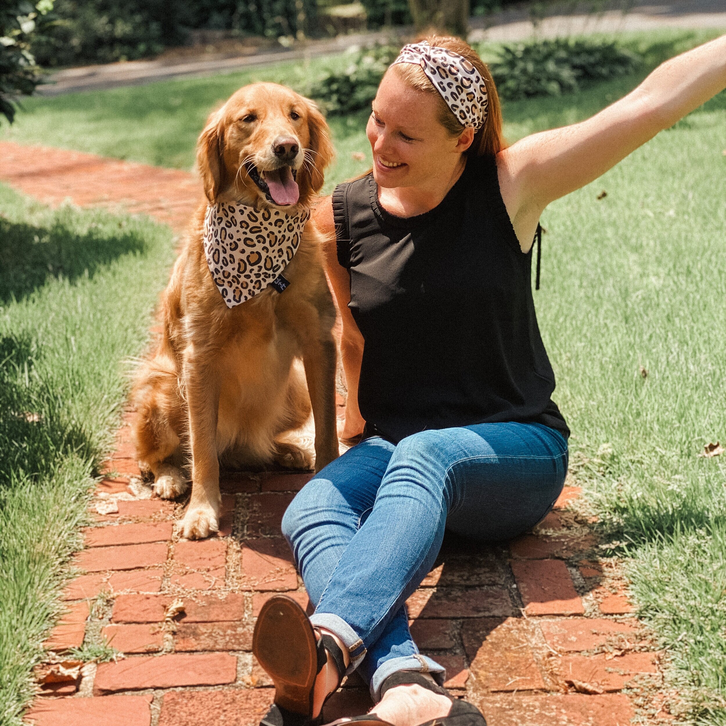 Sunset Vibes Matching Dog Bandana & Headband — Tails Up, Pup