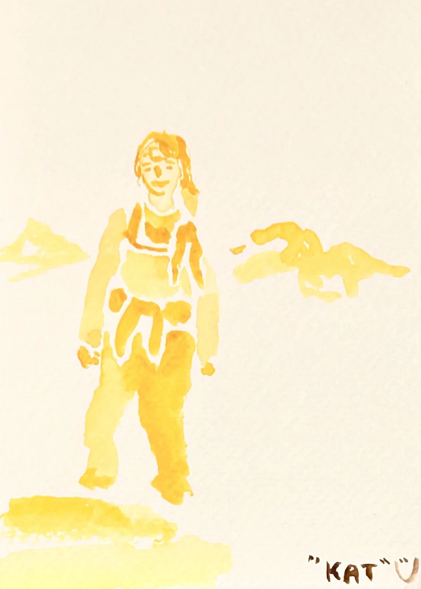 watercolor portrait of pct tramily, “kat”