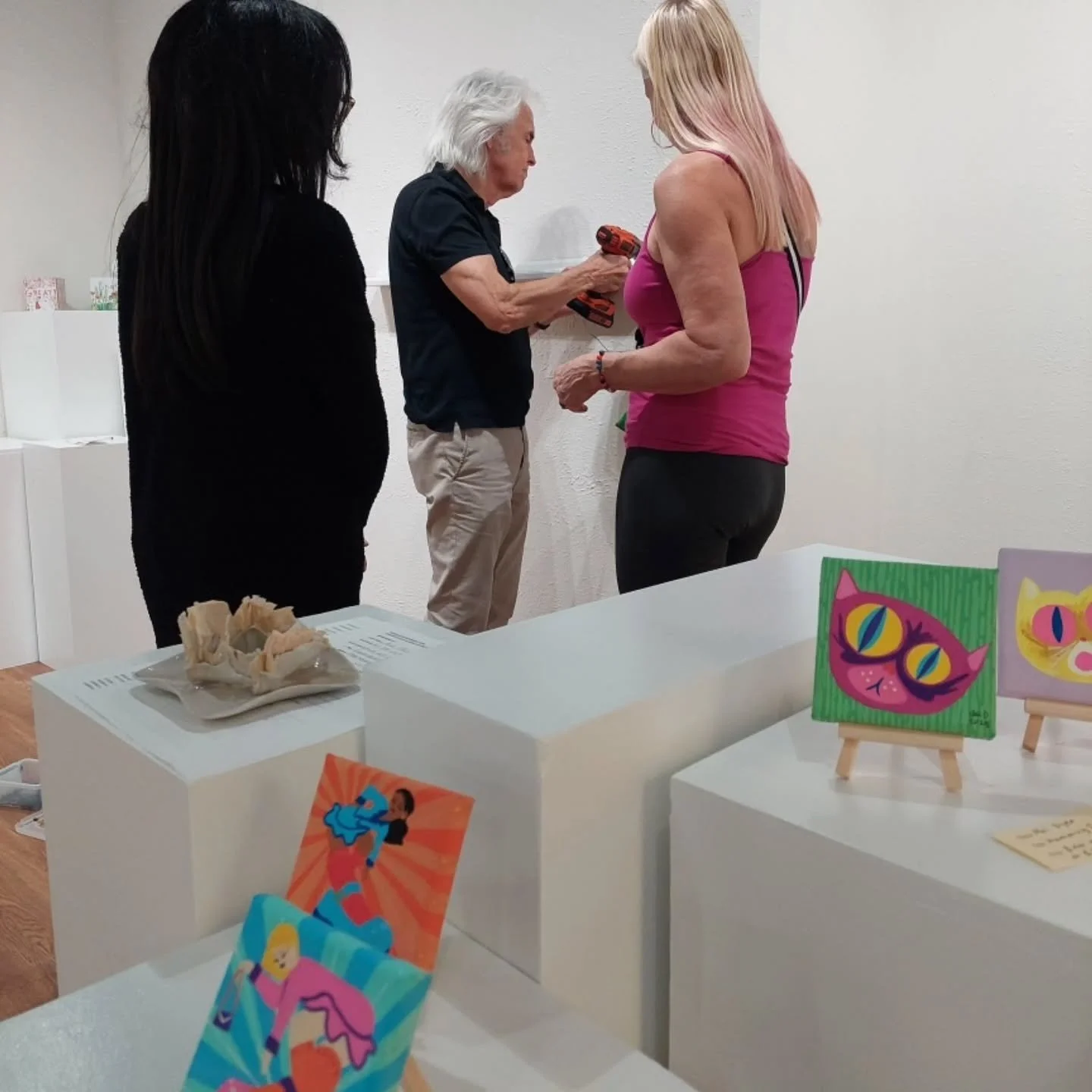 We are grateful to the many Goldmark artists and friends who volunteered to work on the install of "The Wee Teeny Tiny Mini Itsy Bitsy Art Show" in our Norman Brown Gallery last Thursday! It was a real community effort to hang this new show