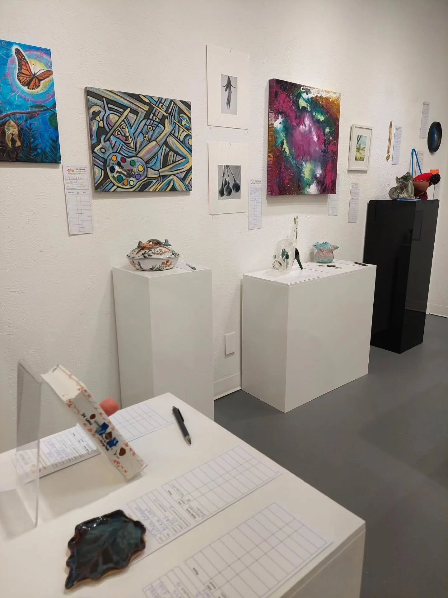 At this weekend's free open-studios Spring Art Walk at the Goldmark Cultural Center, be sure to check out the Silent Art Auction in our Ruth Andres Gallery, near the front lobby of Building 13999! The artworks in the auction were all contributed by d