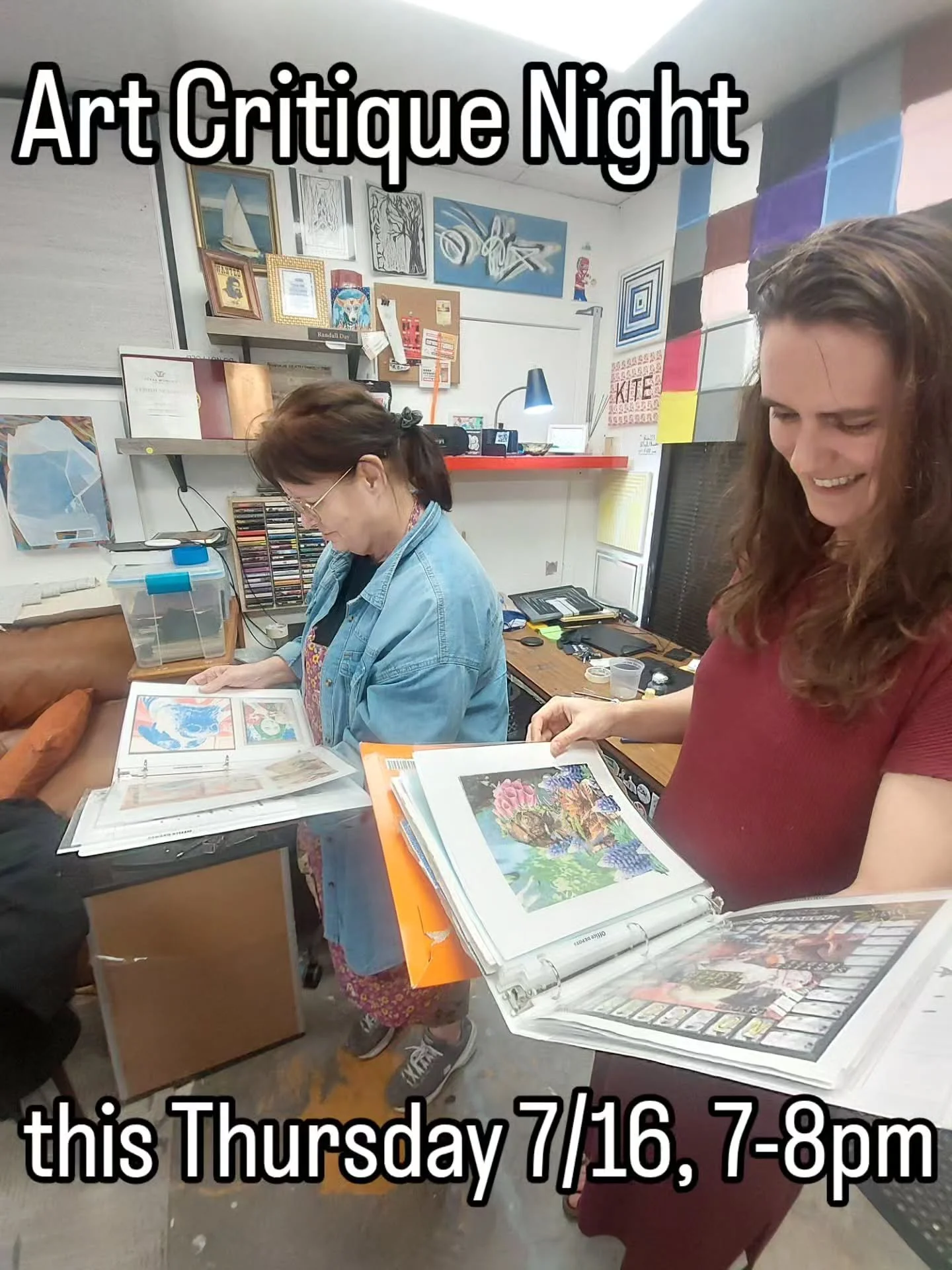 Join us this Thursday 7/16 from 7-8pm for another session in an ongoing series of art critique meet-ups for the Goldmark artist community! The theme of this nighttime meet-up is recent works.

Bring one or more of your recent artworks to the Auditori
