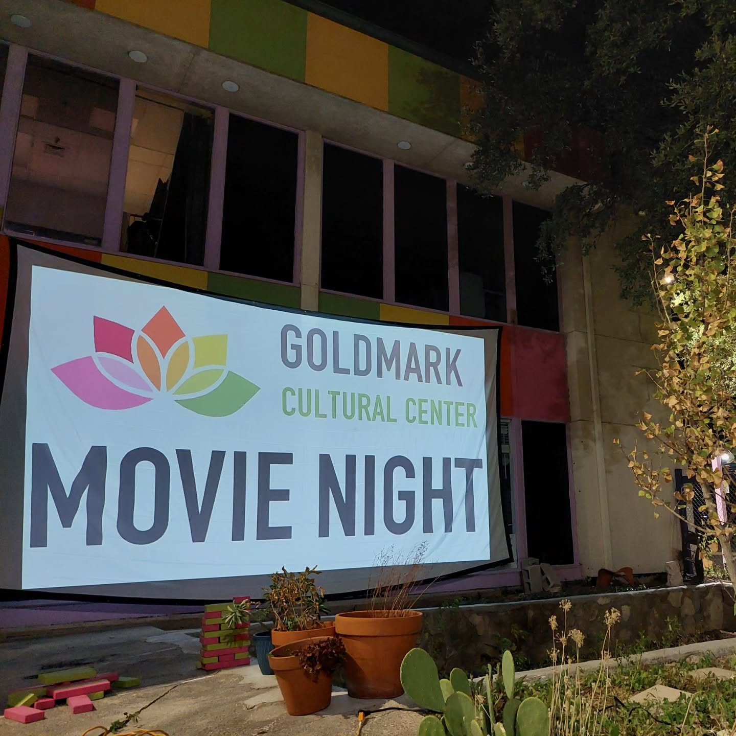 Join us this Saturday 9/19 from 8.00pm to 9.00pm for our first movie night in the Goldmark Cultural Center community garden! It took all summer to come up with a good setup for outdoor projection, but it's now ready and we are excited to try it out w