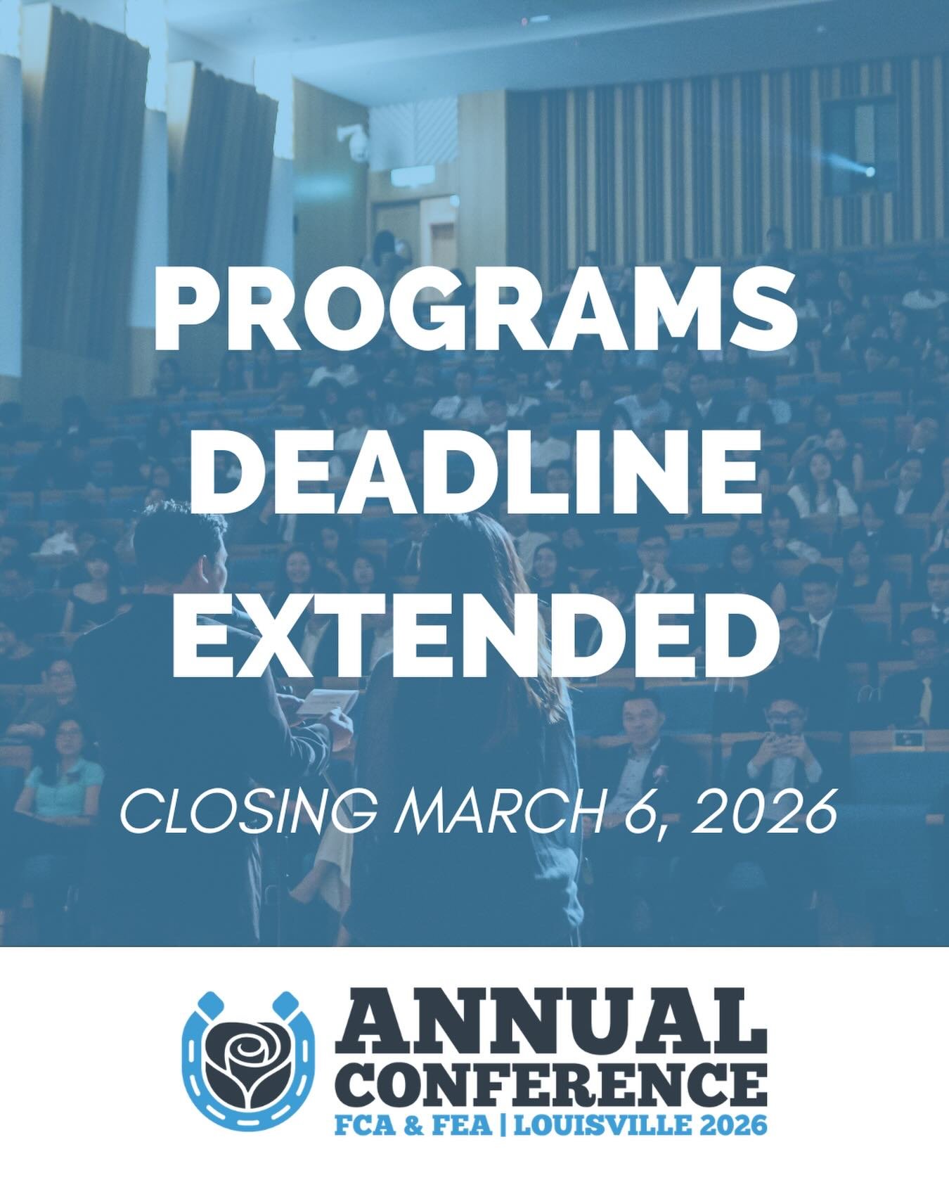 HEADS UP 👀

FCA Annual Conference Call for Programs deadline extended to March 6!

We&rsquo;re seeking breakout session presenters for Annual Conference&mdash;from FCA members, Associate Partners and those outside/adjacent to our fraternity/sorority