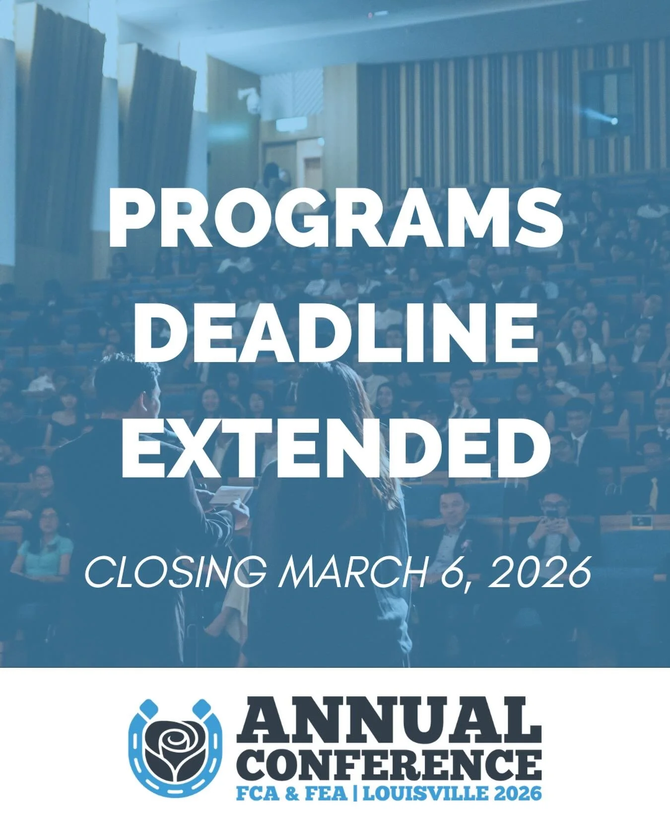 HEADS UP 👀

FCA Annual Conference Call for Programs deadline extended to March 6!

We&rsquo;re seeking breakout session presenters for Annual Conference&mdash;from FCA members, Associate Partners and those outside/adjacent to our fraternity/sorority