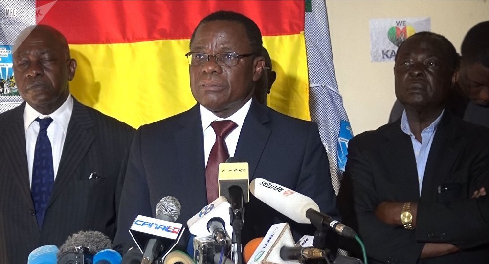 Maurice Kamto speaks at a press conference shortly before his arrest. ( Sputnik News )