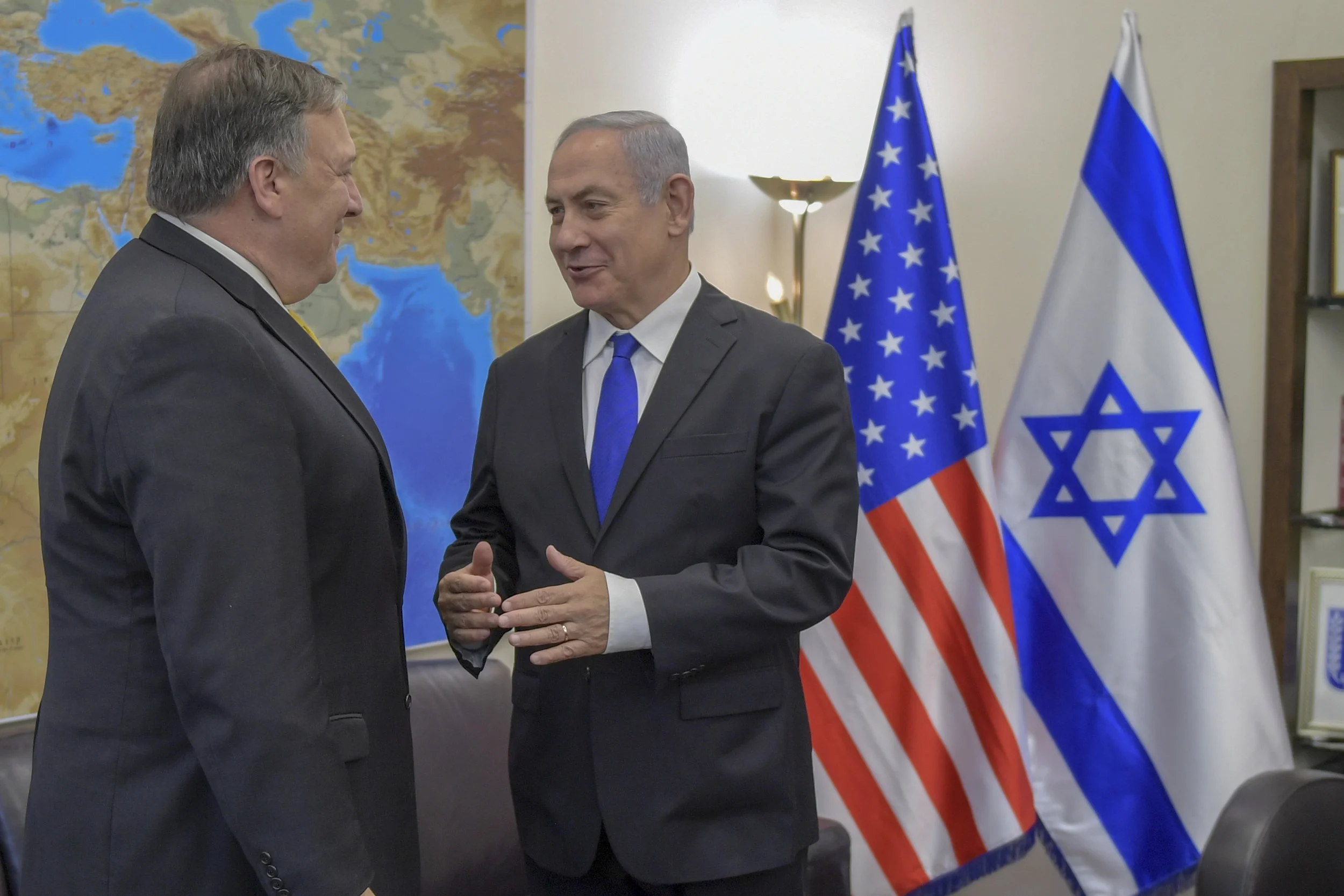 Israeli Prime Minister Benjamin Netanyahu meets with Secretary of State Mike Pompeo in 2018. (Wikimedia Commons)