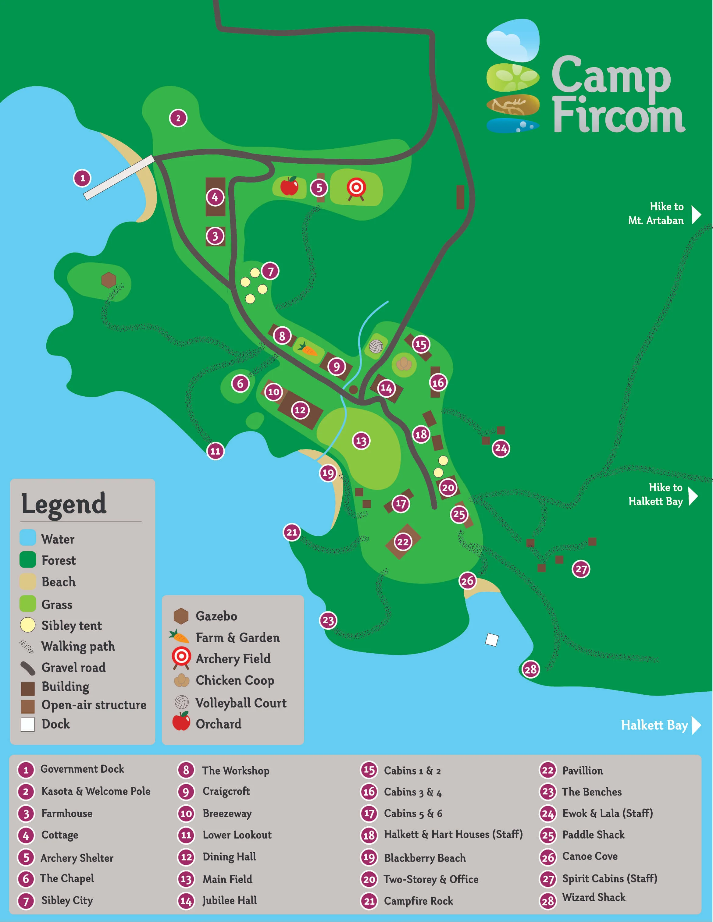 Camp Fircom is situated on the south-east corner of Gambier Island