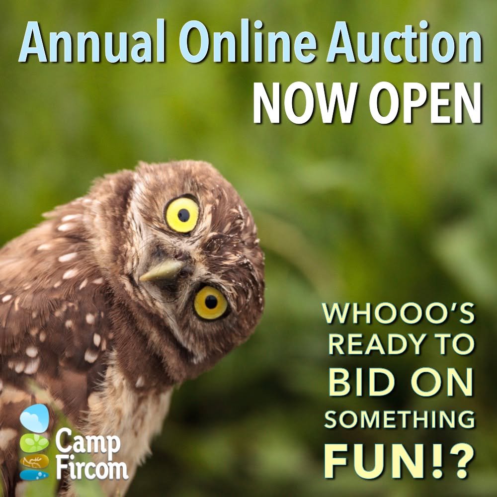 OUR ANNUAL ONLINE AUCTION IS NOW LIVE! AND WE'VE ALREADY RAISED OVER $7000!!!!! 
Close: 8:00pm Sunday, November 23rd
Your bid makes a difference!
Join the Camp Fircom Online Auction and experience that joyful &quot;I won!&quot; moment, while supporti