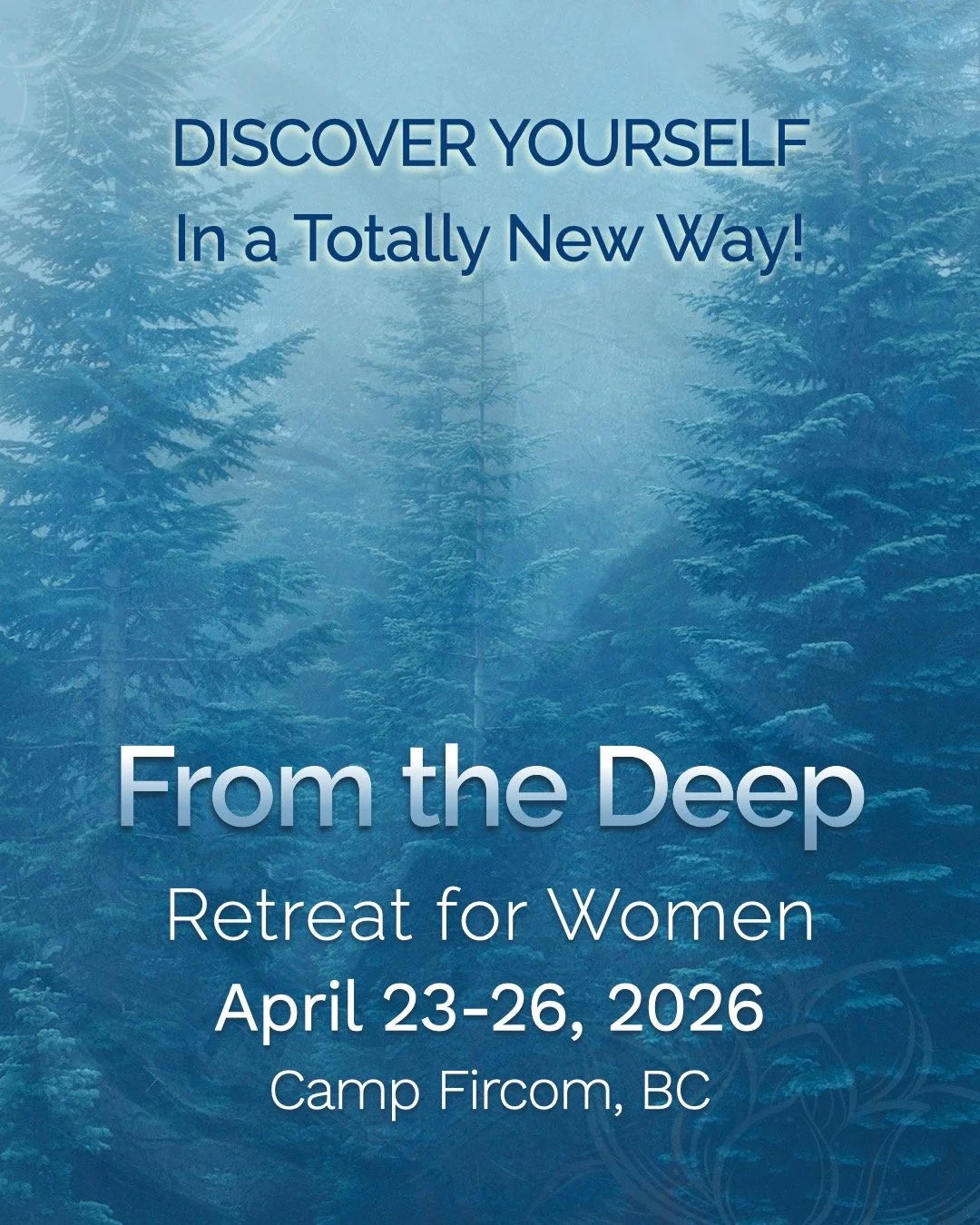 FROM THE DEEP, 
Retreat for Women 
APRIL 23-26, 2026 
(Thursday, 5pm until Sunday, 2pm) 

Discover yourself in a totally new way! SHINE A LIGHT on limiting beliefs, conclusions, patterns, so they can be understood and transformed. 

Accommodation: Co