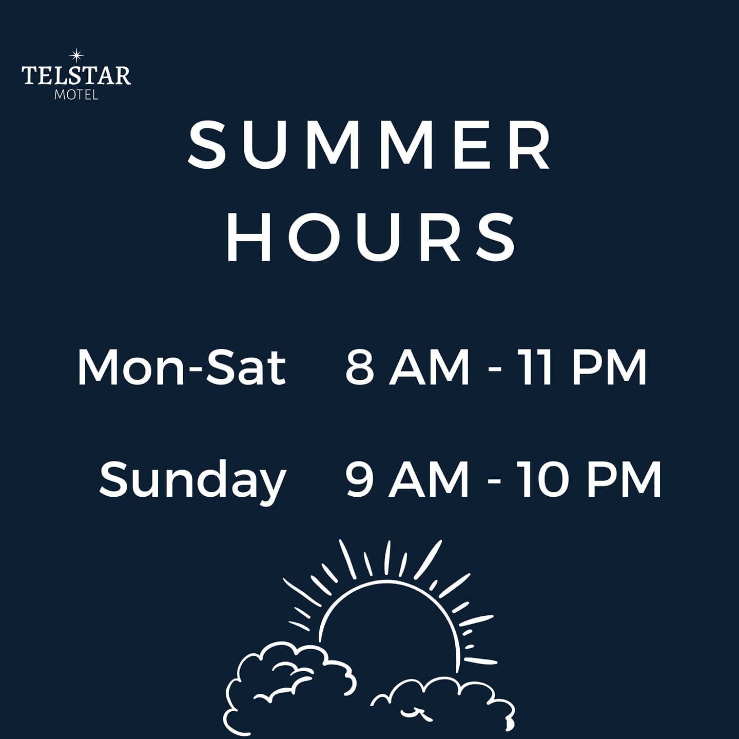 We are back to regular summer hours! Here's hoping we can safely lift some travel restrictions before the season is over 🤞🤞