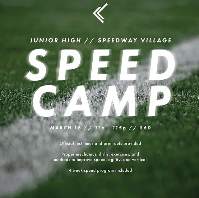 Spring Break Speed Camp.

This camp is designed to help Jr High kids with #speed, #agility, #quickness, and #jumping. We will take all athletes through speed/agility tests and teach them all proper mechanics. Every athlete will get a print out of the