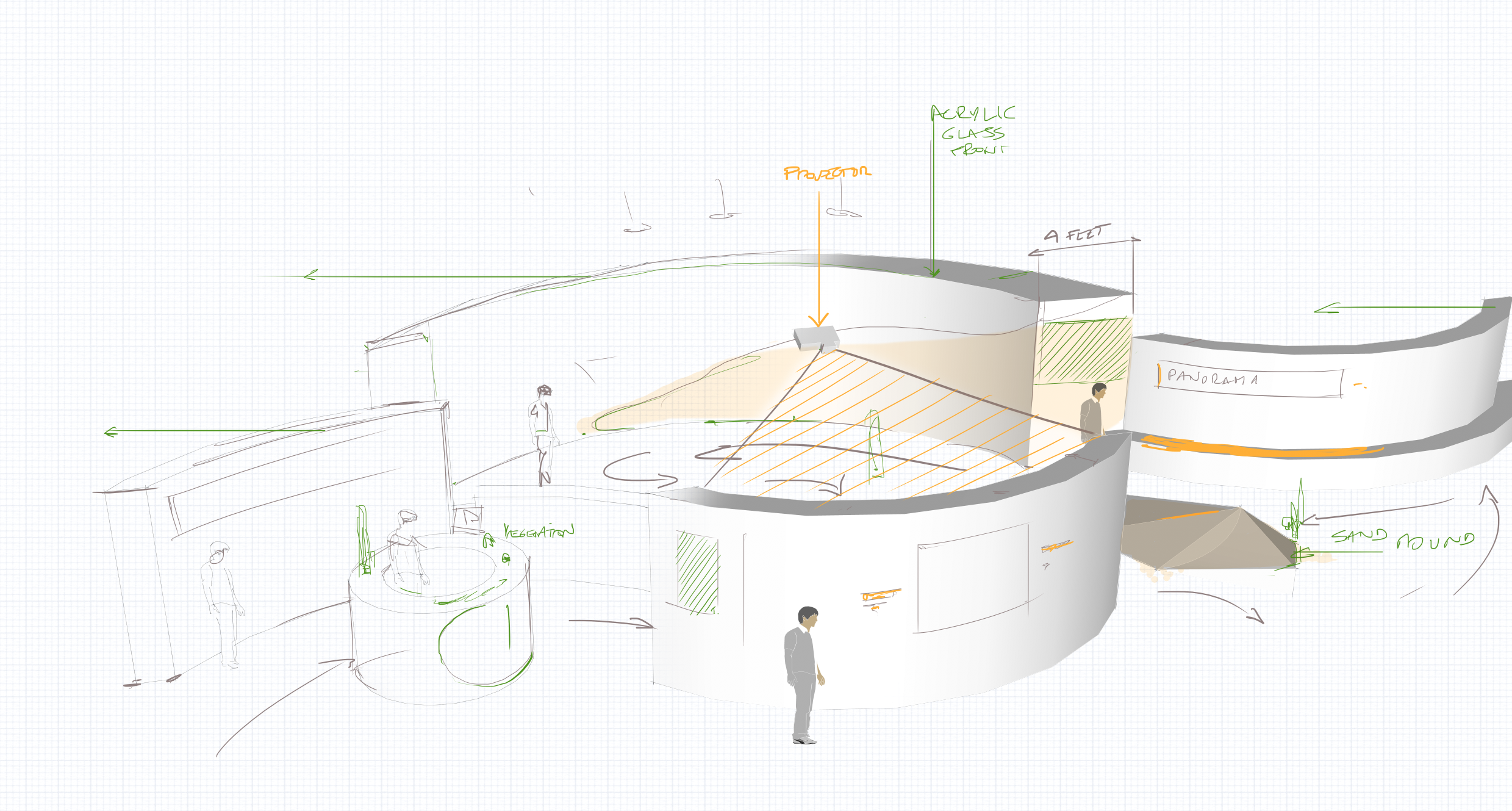 Initial ideation sketch of Atlas of Shared Geographies installation