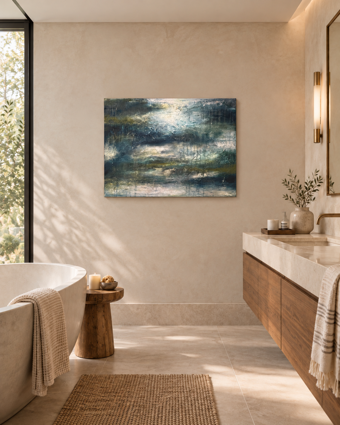 Serene Spa Bathroom with Abstract Art.png