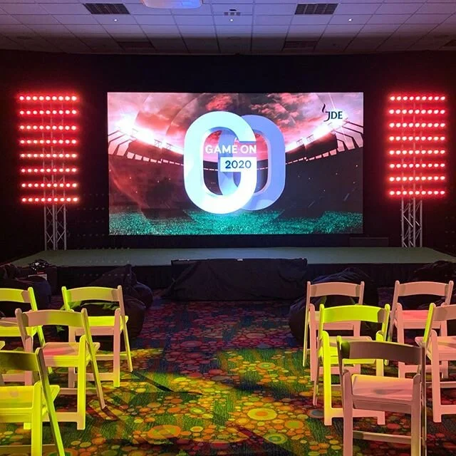 Last week we spent a few days in Rotorua with our good mates @type40events providing Audio, Video and Lighting for a conference and off site dinners. Using our trusty @absenled led, and some @_showtechnology Hex bars to make a stadium lighting look on each side of stage. Controlled by @analogway switching and @ma_lighting_international lx console.