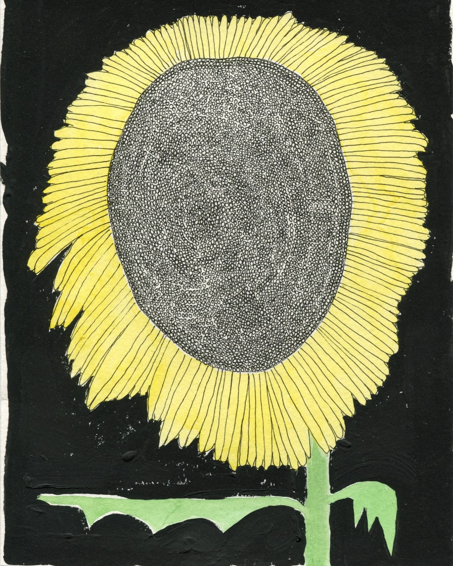 Bright sunflowers to accompany you and encourage you 🤍

On view in Sunnyside, Queens at @auberginecafe these drawings of sunflowers are symbols of hope, endurance, and perseverance. 

Shop prints and originals at the cafe or on my site to bring some