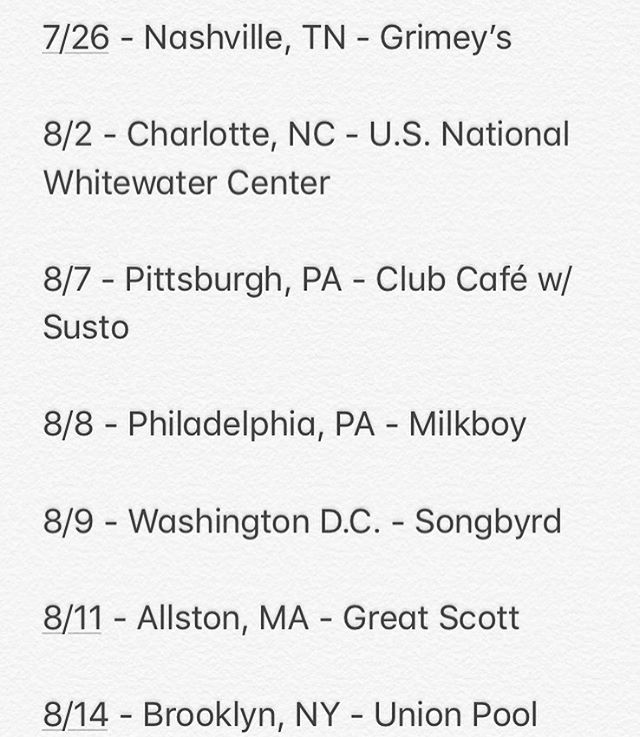 UP AND COMERS. Get tickets ahead of time at ianfergusonmusic.com

7/26 - Nashville, TN - Grimey&rsquo;s

8/2 - Charlotte, NC - U.S. National Whitewater Center

8/7 - Pittsburgh, PA - Club Caf&eacute; w/ Susto

8/8 - Philadelphia, PA - Milkboy

8/9 - 