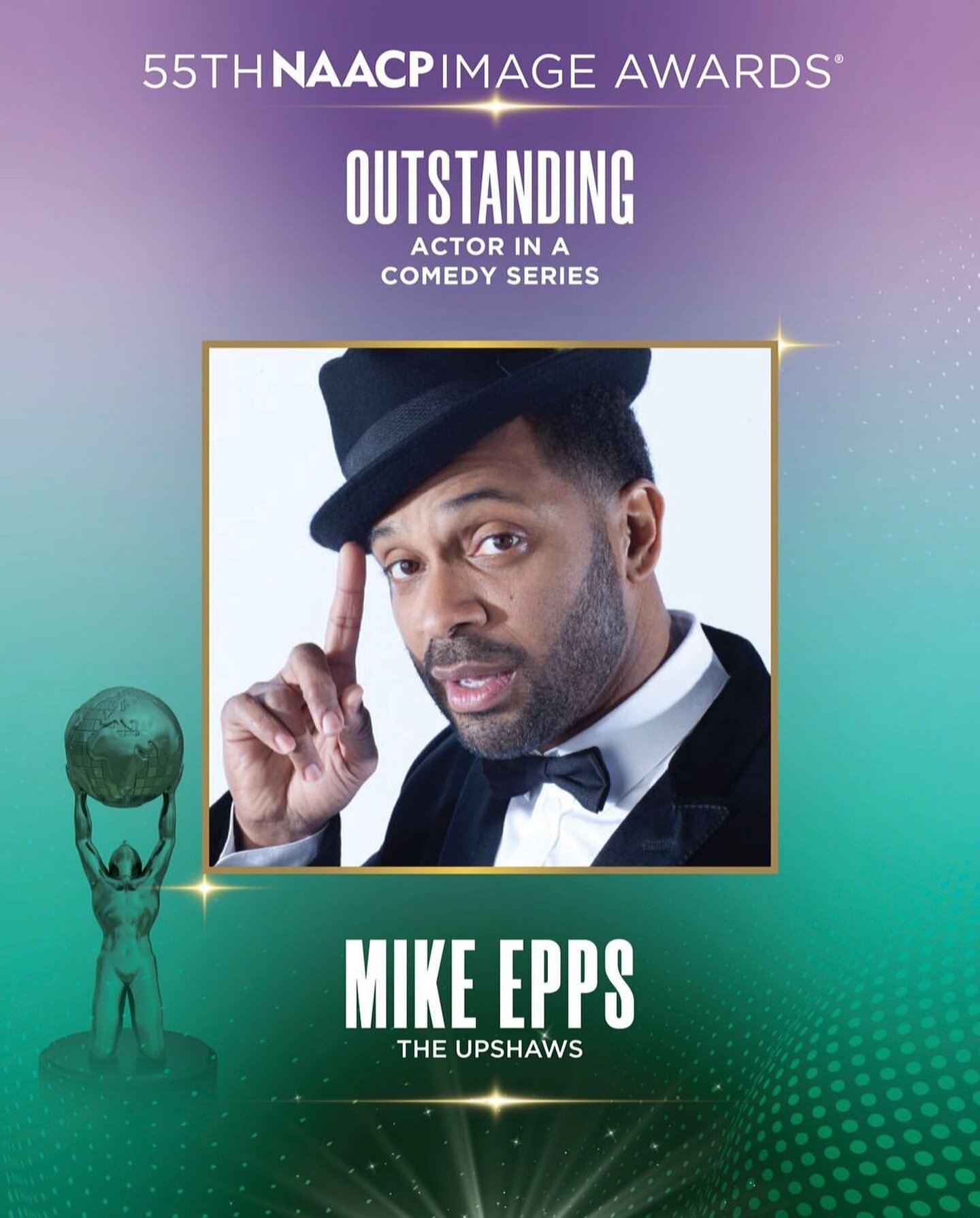 Congratulations to @therealmikeepps for winning an NAACP Image Award for his performance in the hit @netflix show, #TheUpshaws! 🏆🥇