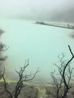 Kawah Purim- It means white crater in English. It smells of sulfur gas.