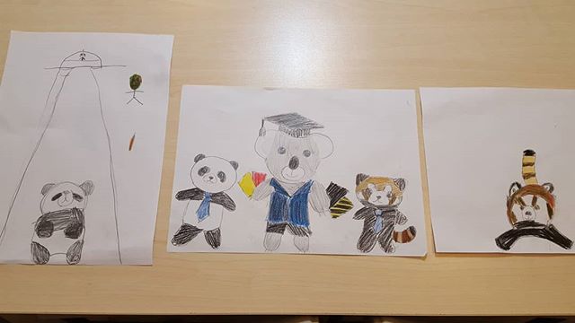 Early concept art of our future mascots drawn by our elementary students.  We talked about good and bad classroom behaviour which will be enforced by these characters. 
#mascot
#英語
#英会話
#高槻