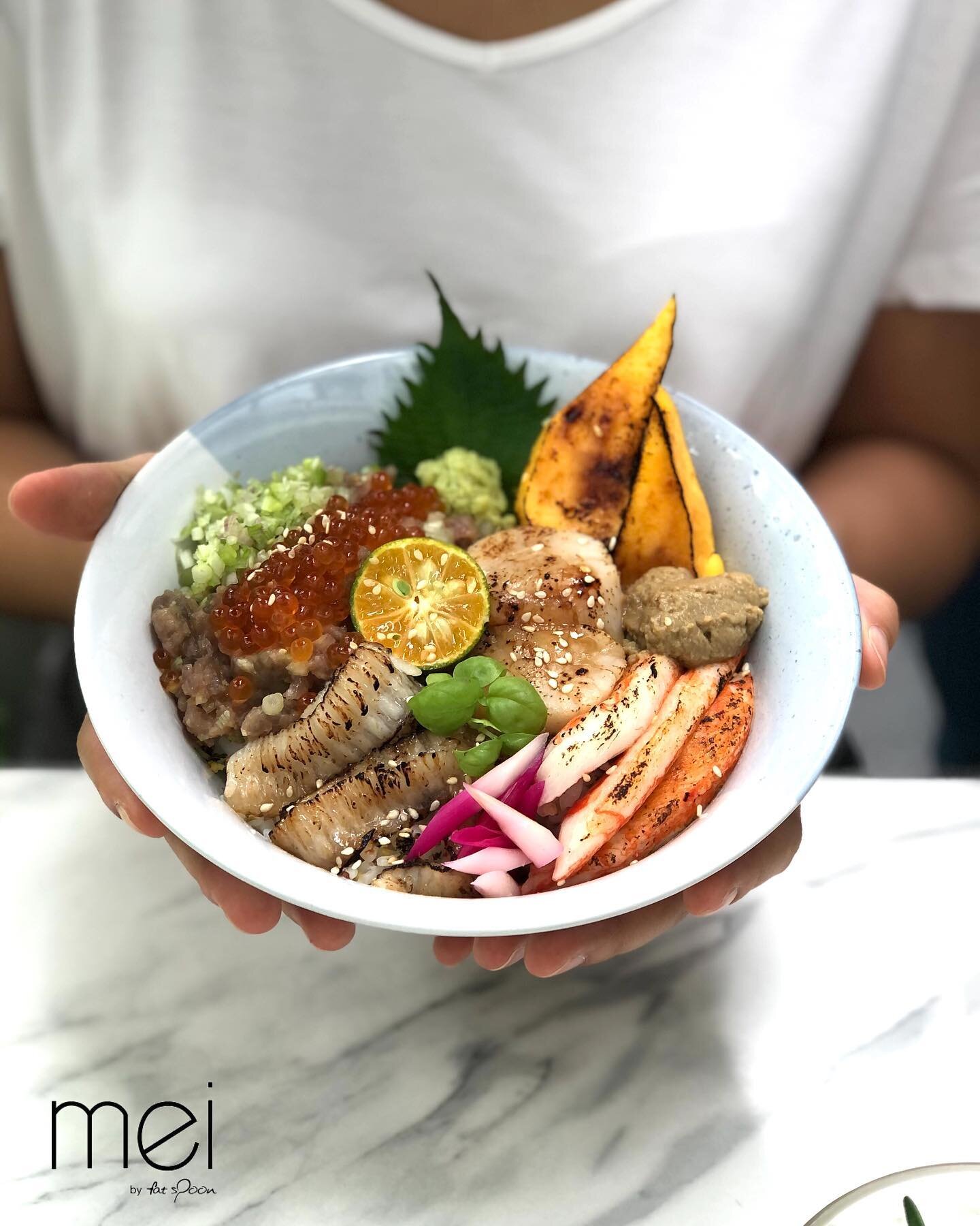 🎄Try our yummy Xmas MEIrry Don: Torched Engawa, Negitoro, Ikura, Scallop, Crabsticks, Kani Miso &amp; Tamago over rice &amp; furikake, only available this December #meibyfatspoon 🎄 #don #negitoro #ikura #engawa #xmas #xmasspecials
