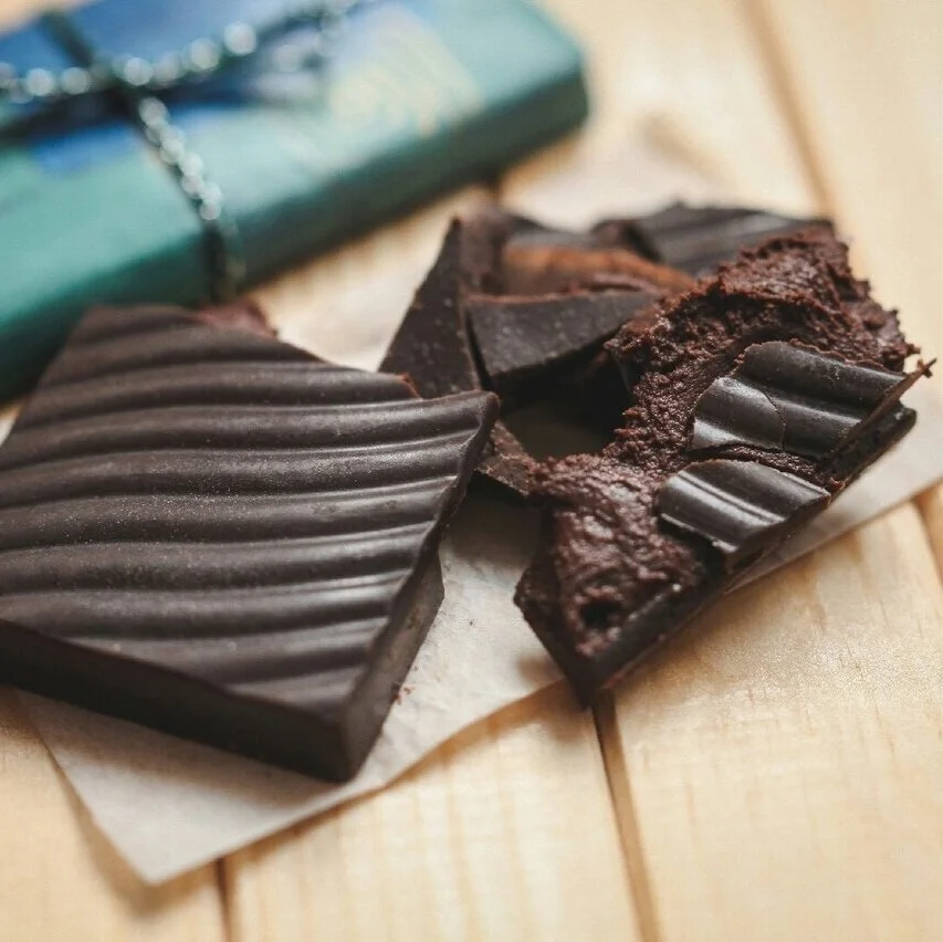 Craft Chocolate: truffle filling with cinnamon &amp; orange by Olga Bogdanova natural sugarless chocolate (main ingredients: unrefined cocoa oil, cocoa powder, carob, cedar cream, honey, orange &amp; cinnamon essential oil) Item Number: BBBS011 Pric…