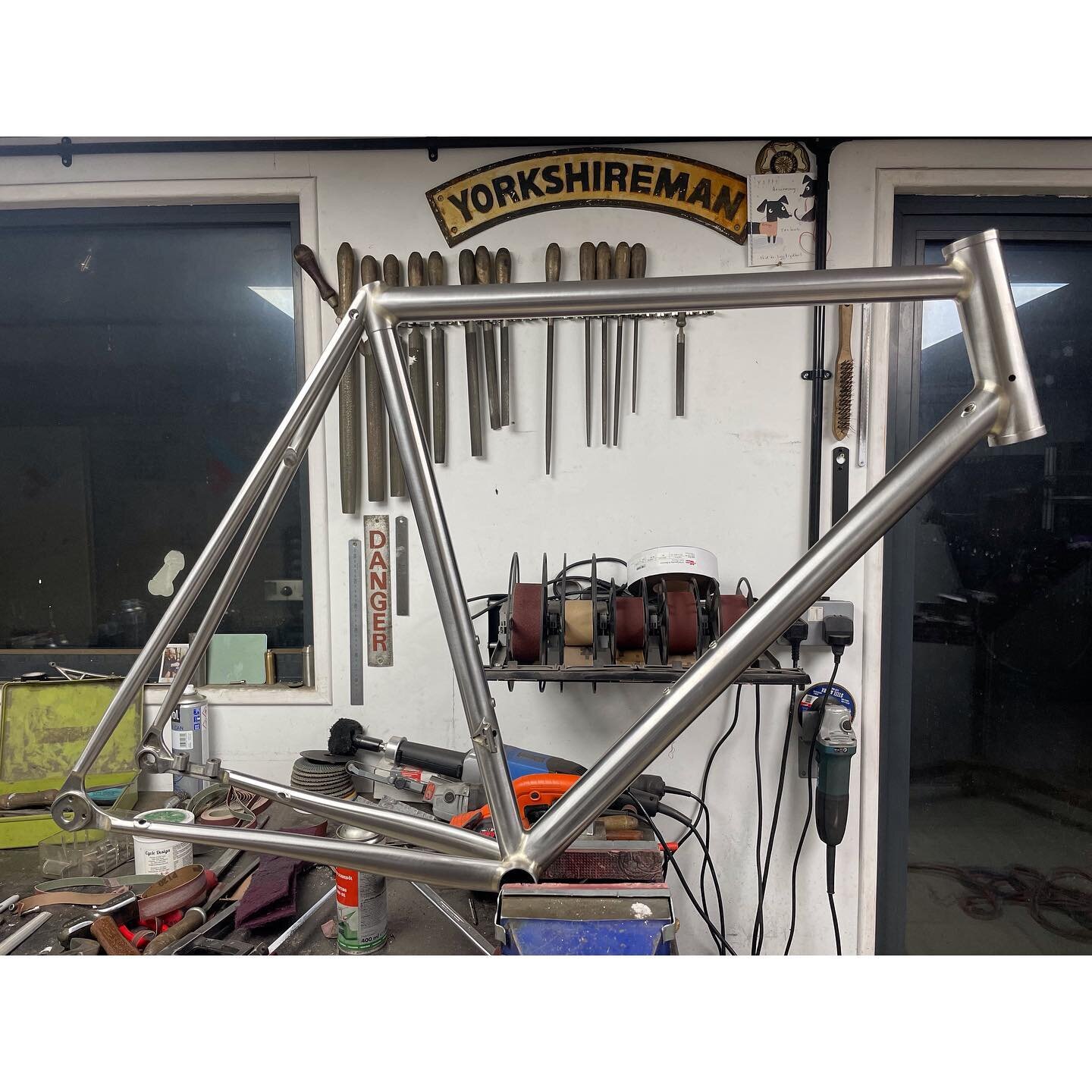 Tonight&rsquo;s completion is this lovely @columbus_official XCr frame for Dan. The whole rear triangle is to be polished on this one and contrary to popular belief, tartan paint is a thing.