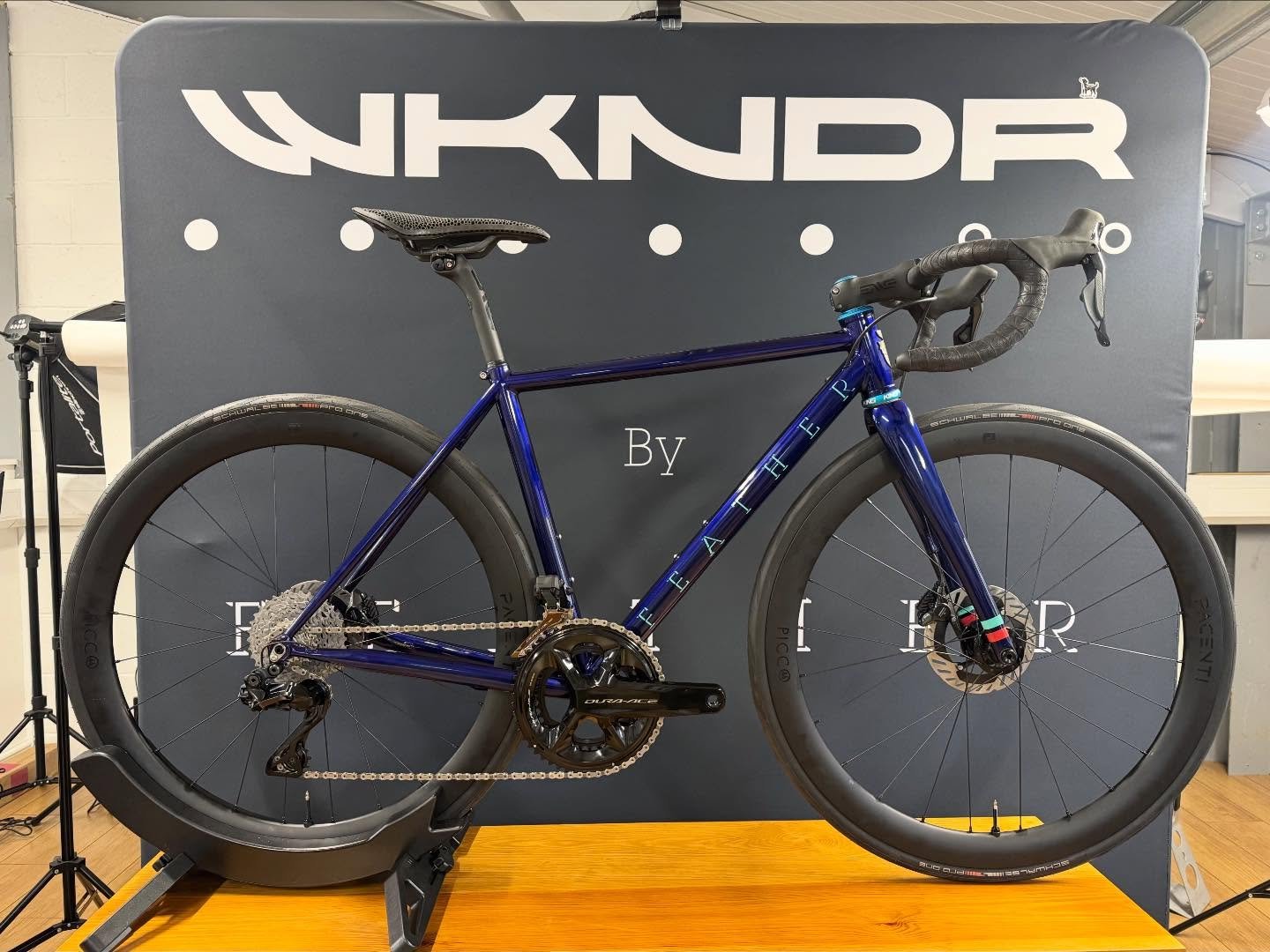 We said goodbye to Liam&rsquo;s road bike today. This is Liam&rsquo;s third custom Feather. An almost exact updated version of his first bike from 12 years or so ago after Liam came out on a VC York and saw me on my @feathercyclesracing bike. He was 