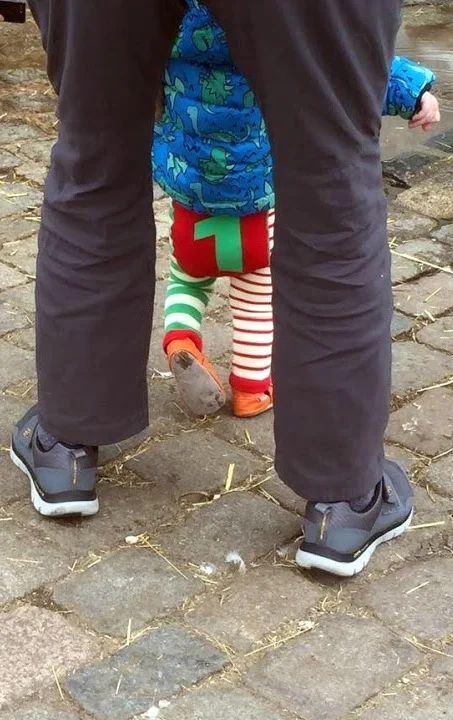 Freddy and me on the cobbles