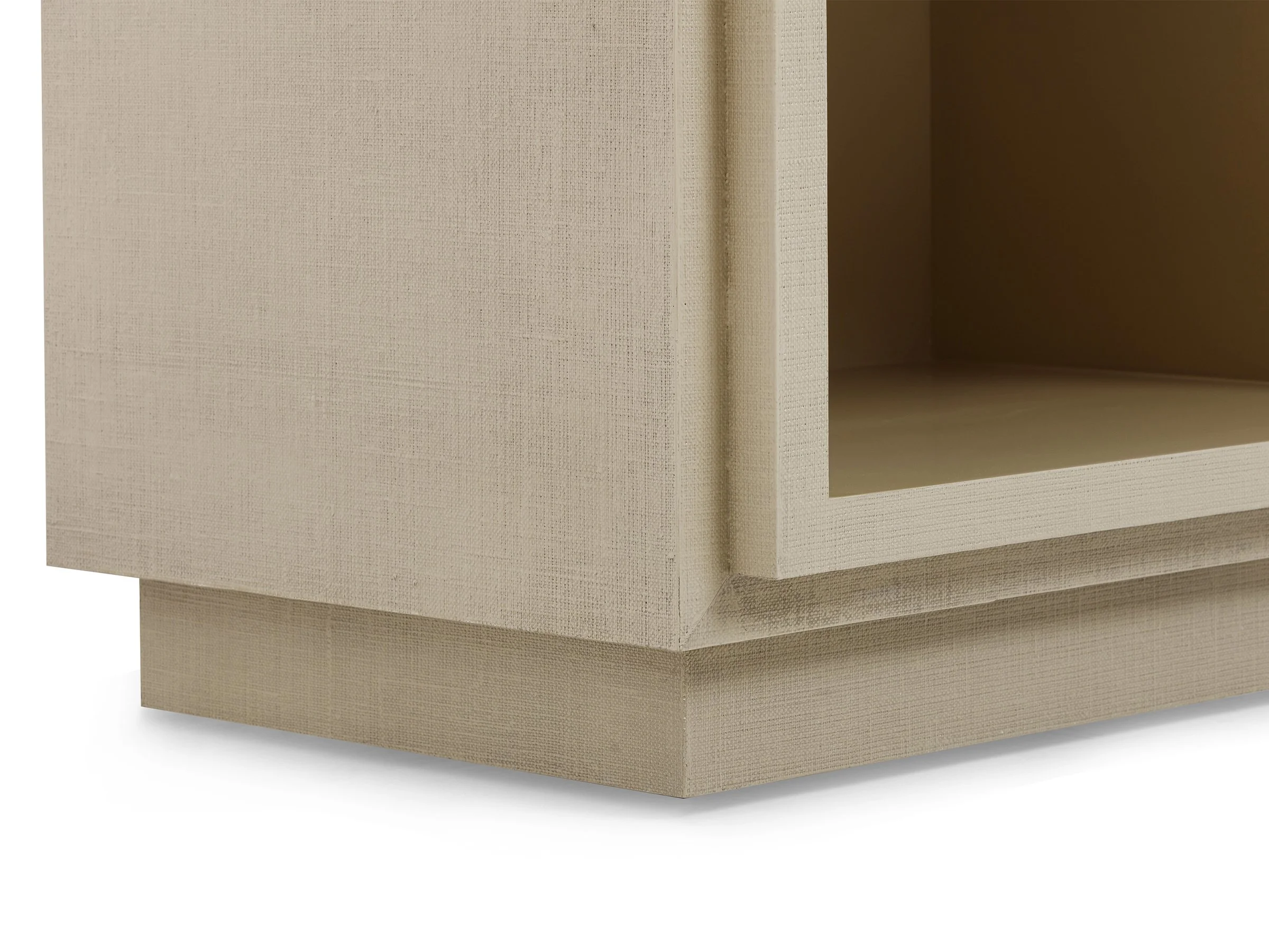 Detail view of The Phillip Stand in canvas Lacquered Linen