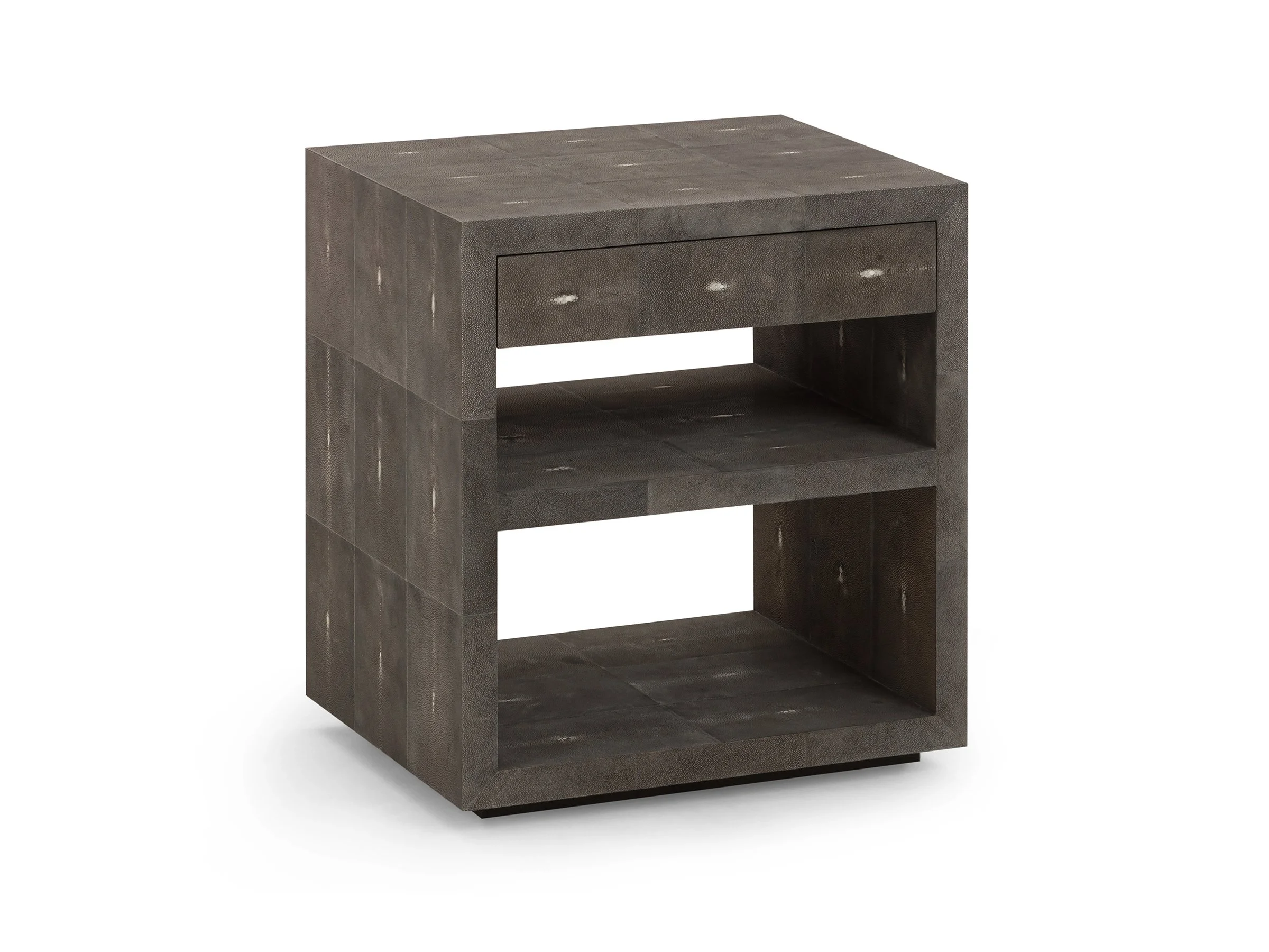 The Jean Stand in Truffle Shagreen, angle view.