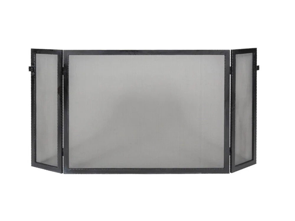 Tri-fold Fire Screen in Blackened Steel
