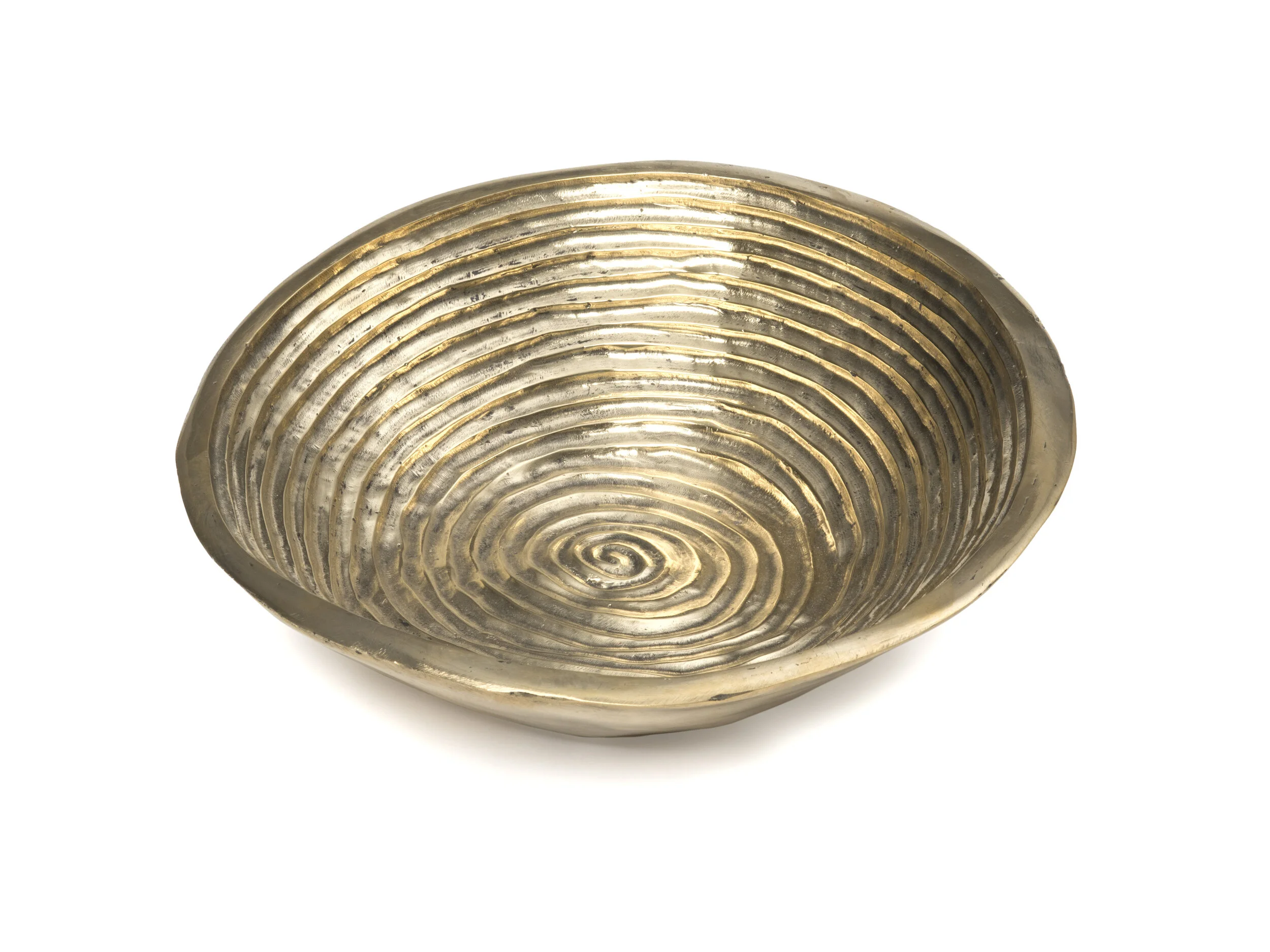 Babylon Bowl in polished bronze, viewed from above.