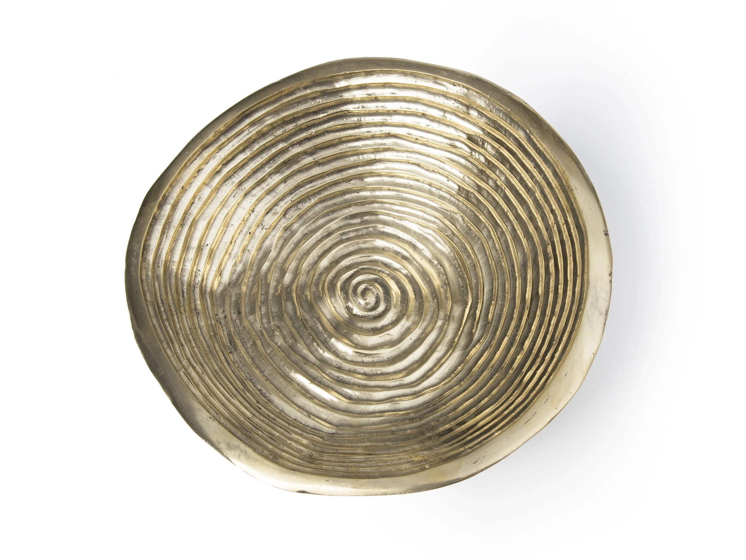 Side angle of Babylon Bowl in polished bronze with glimmering finish.