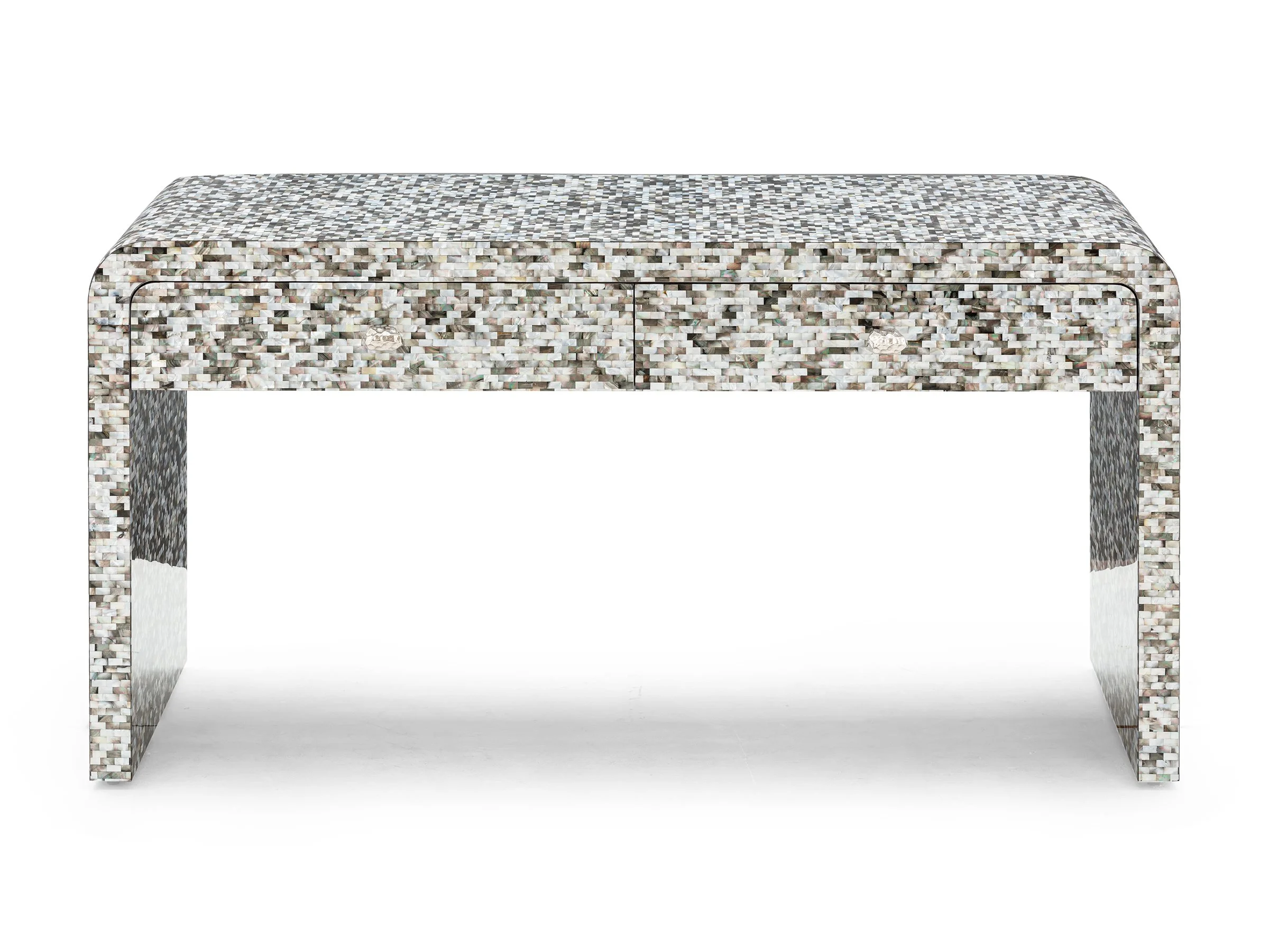 Front view of Horizon Desk in Black Mother-of-Pearl