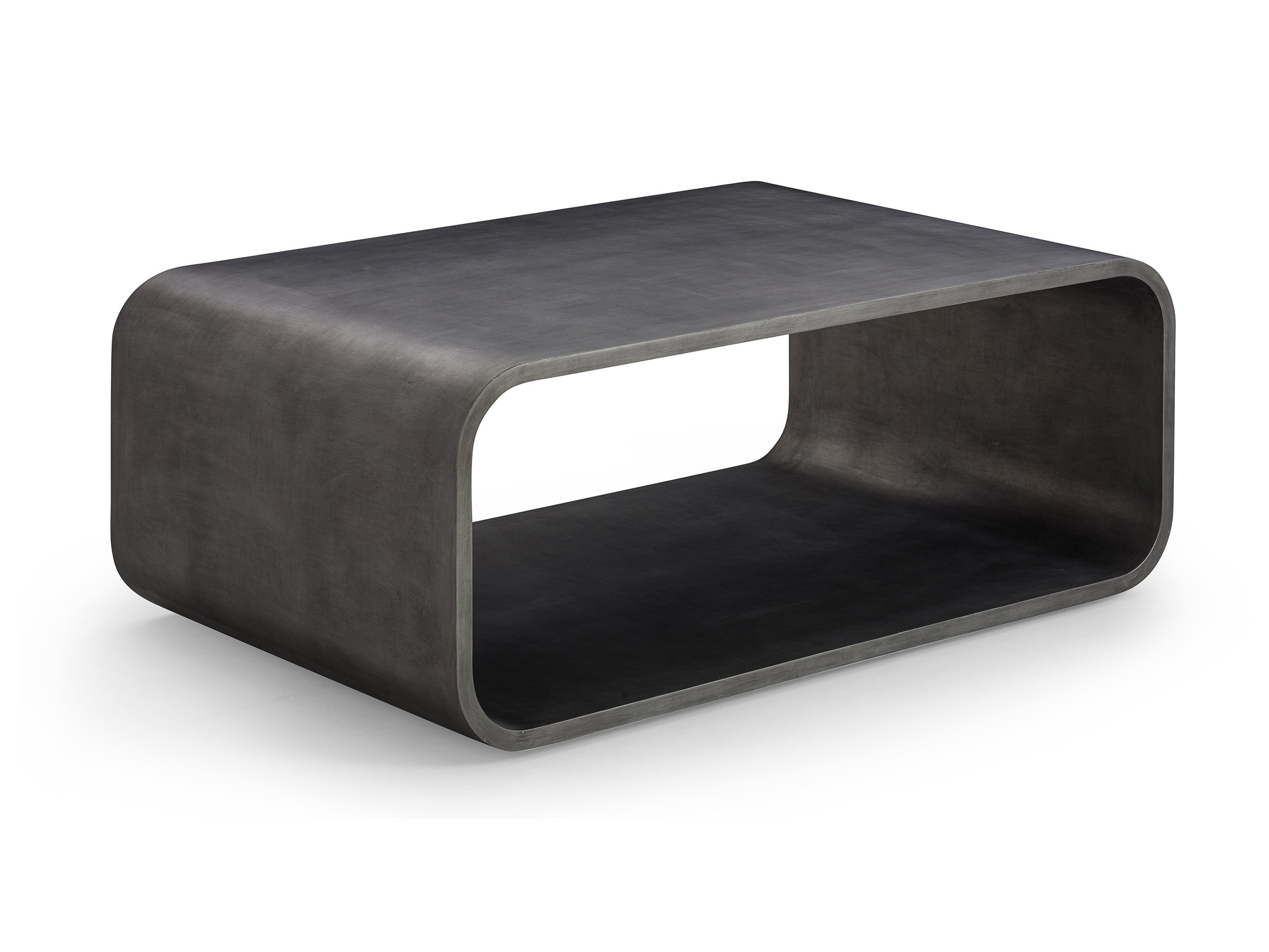 Angled perspective of the Ella Cocktail Table highlighting the open base and minimalist design in Tungsten Foil Lacquer.