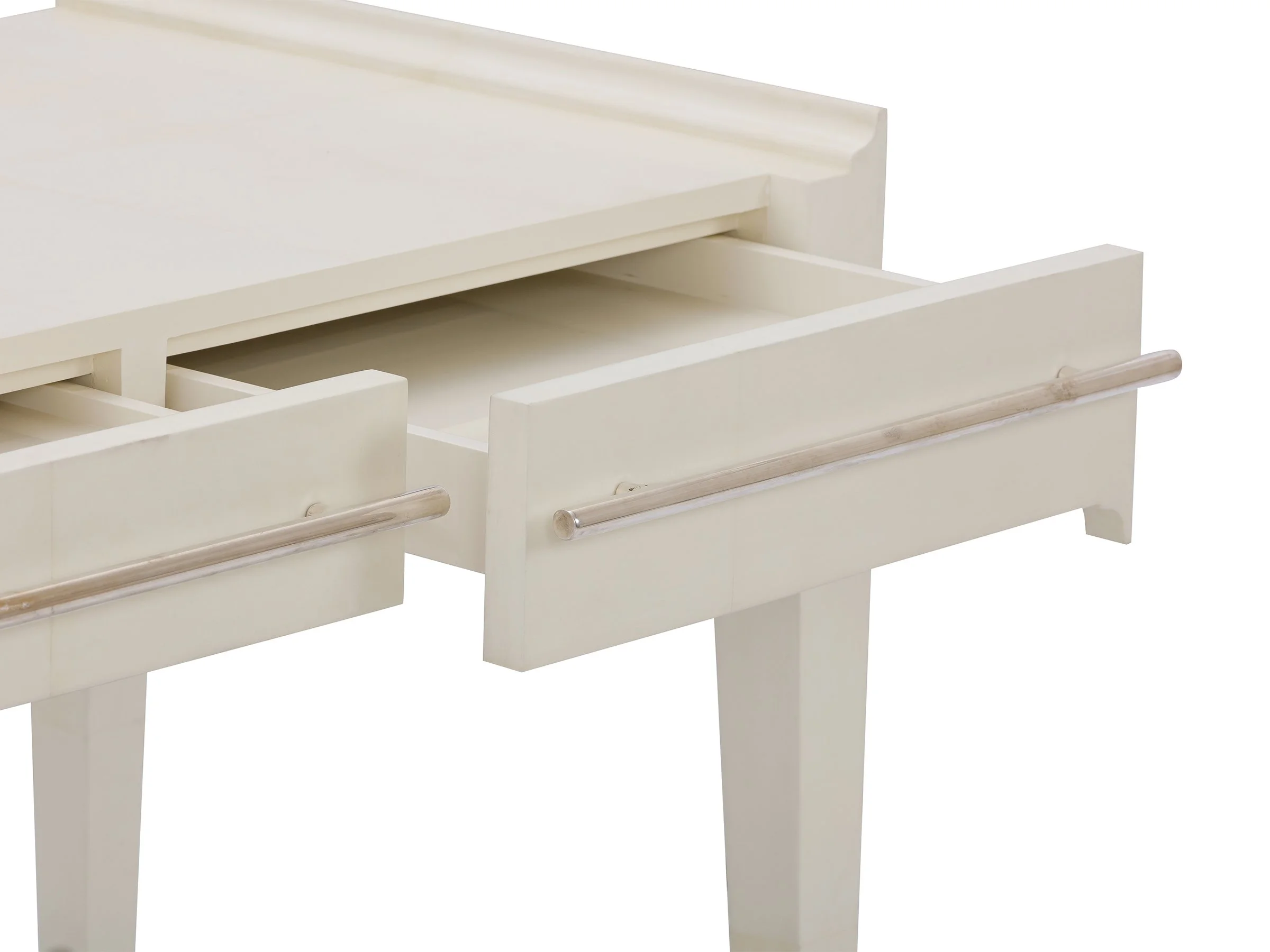 The I Desk with open drawers revealing storage compartments