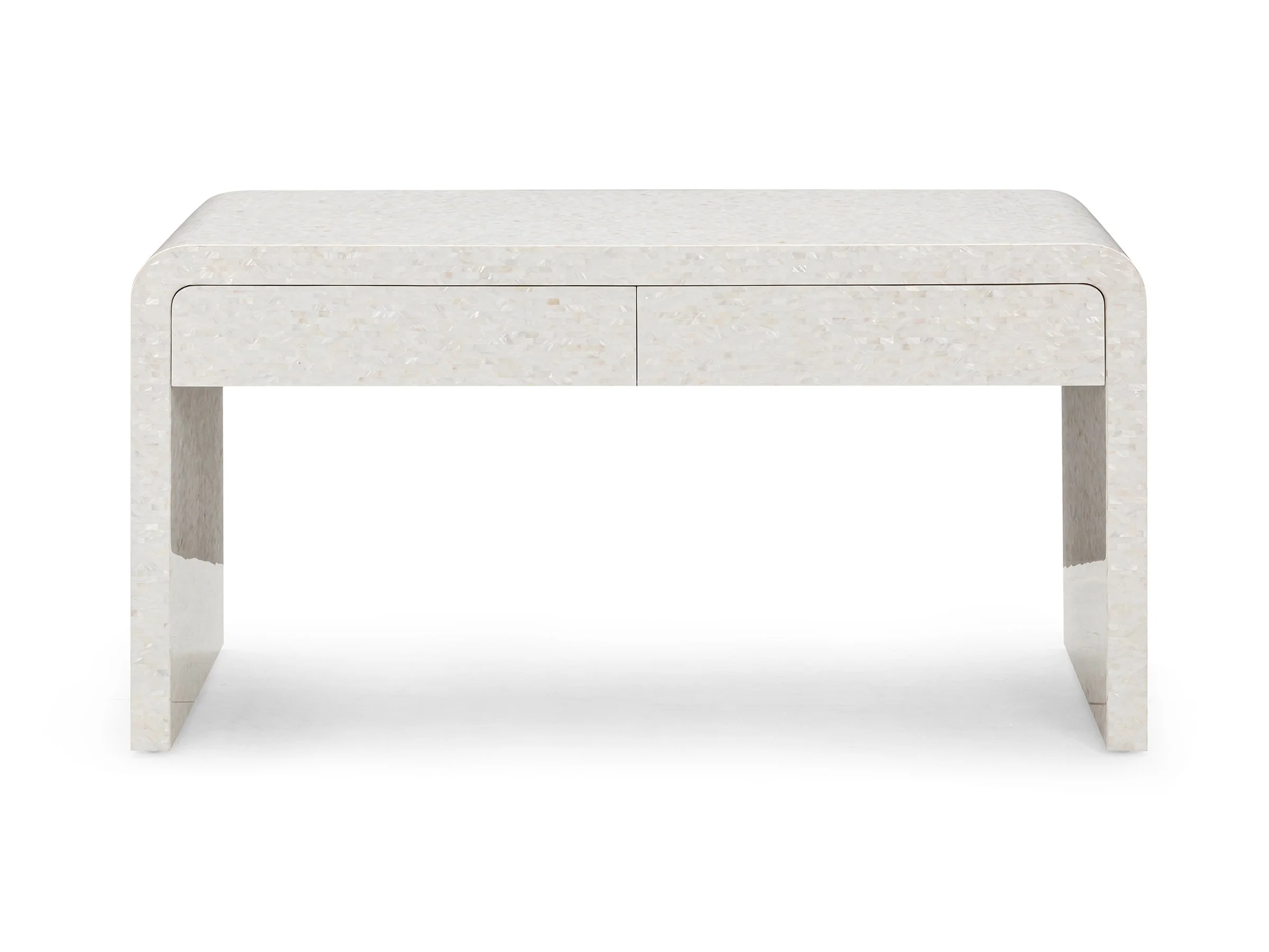 Front view of Horizon Desk in White Mother-of-Pearl