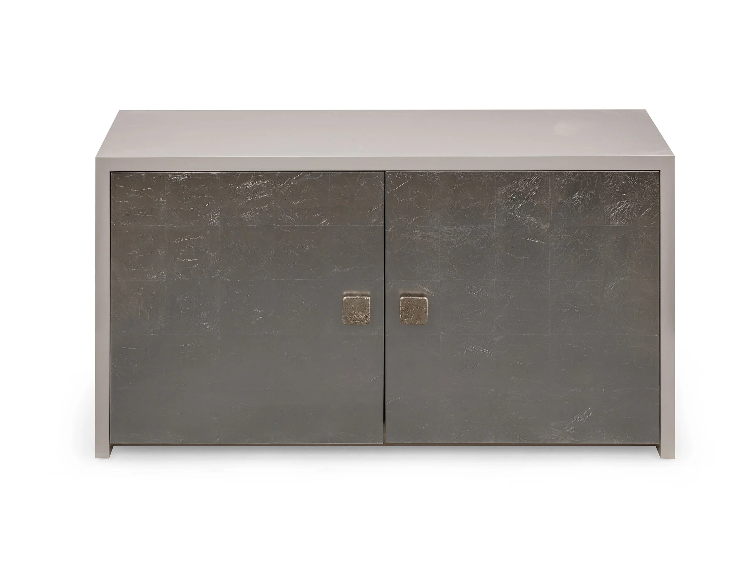 Liz Cabinet in Shoreline Lacquer with bronze handles-front view