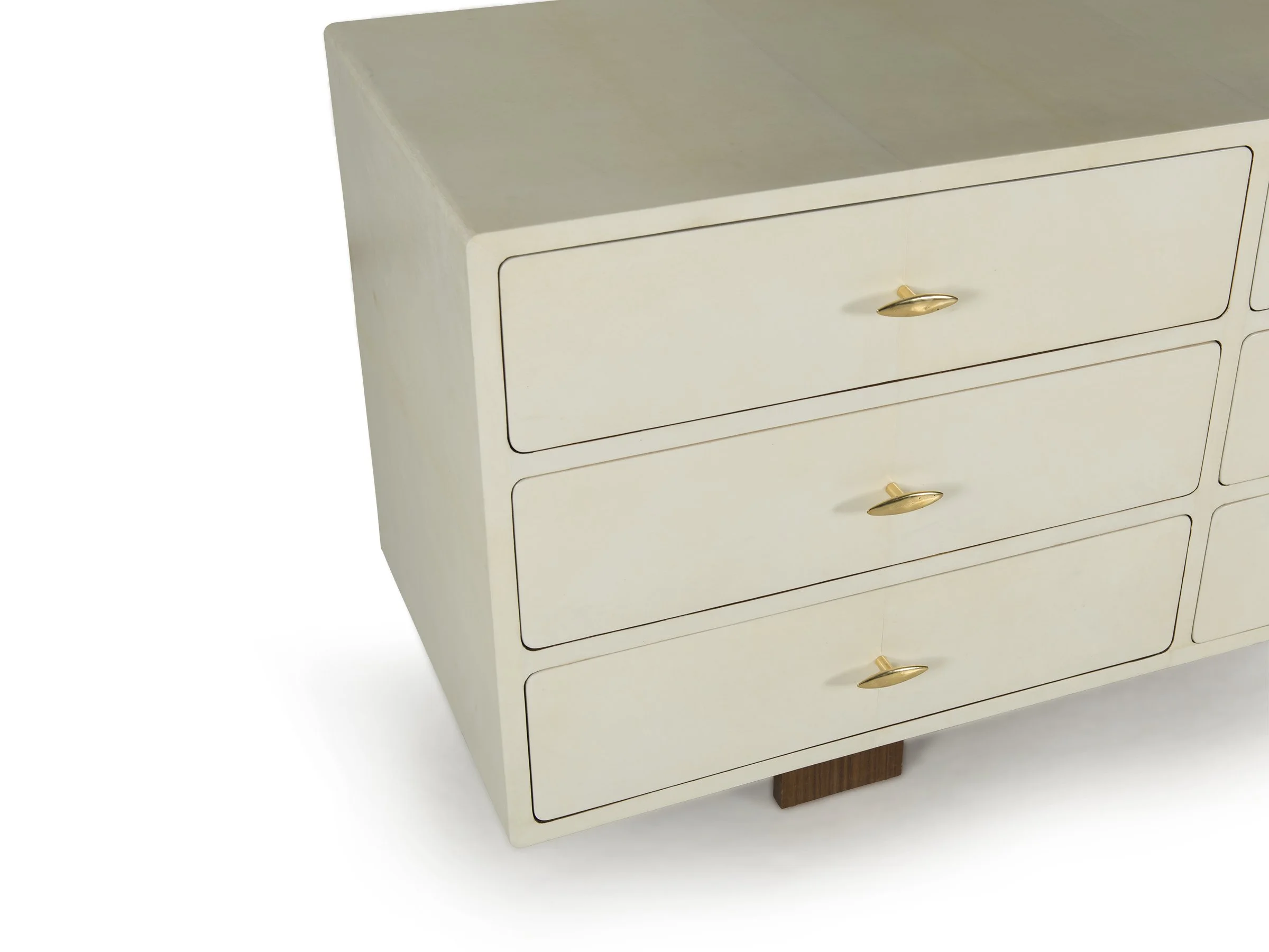 Glenn Dresser in Bleached Parchment with bronze hardware, front detail