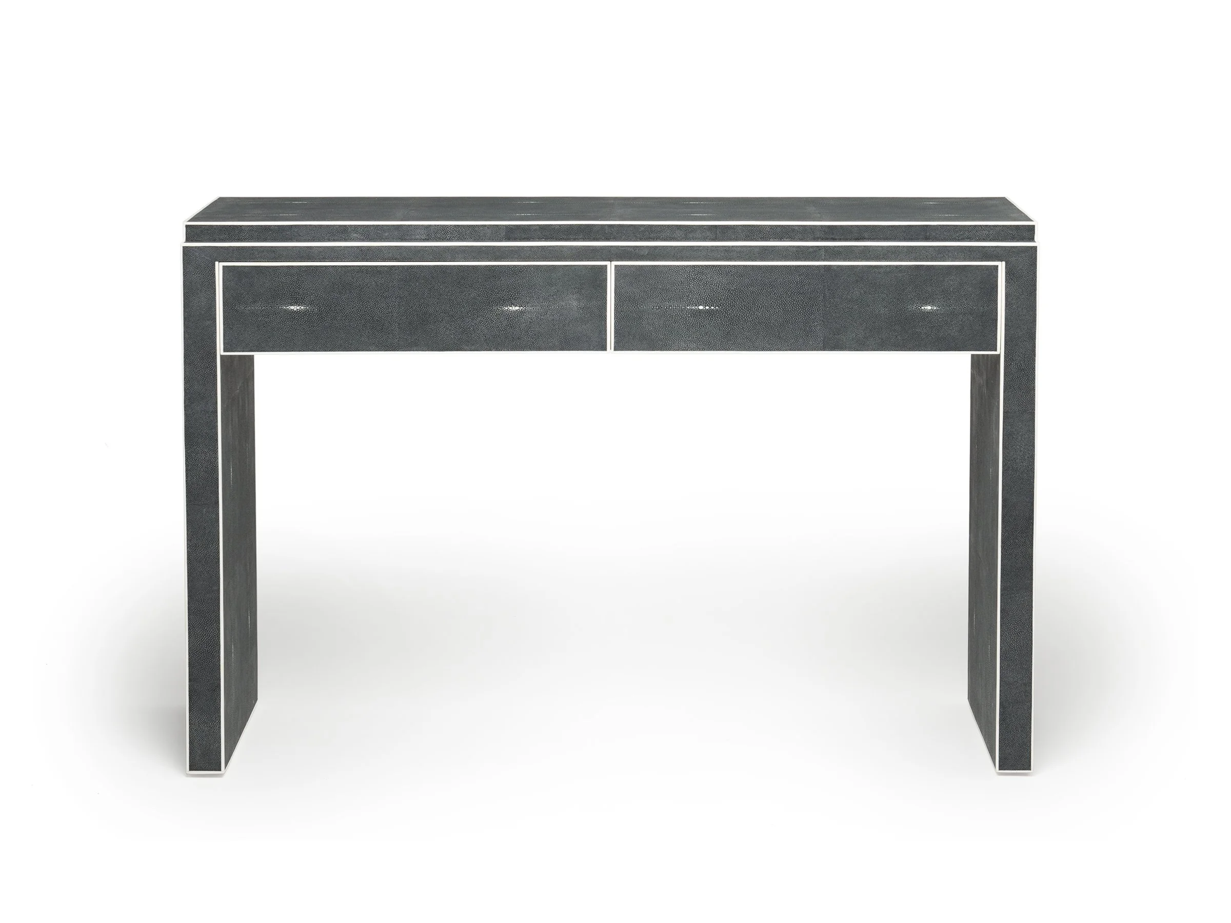 Albert Desk in onyx shagreen finish with two drawers.