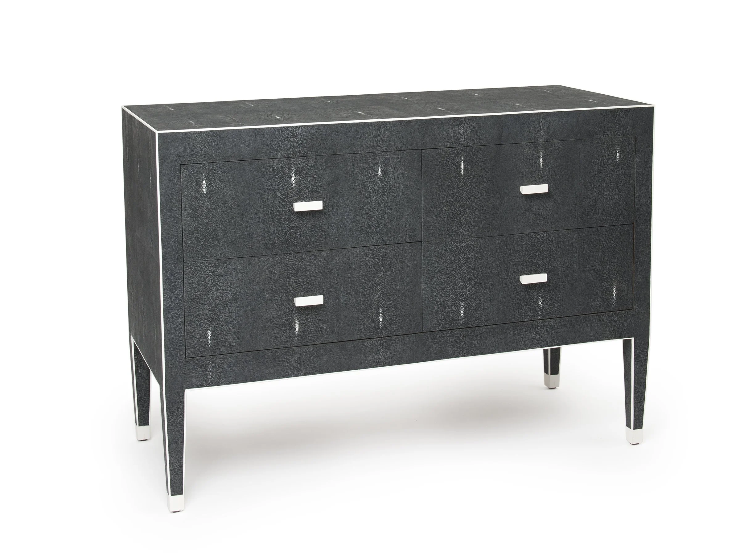 Front view of The Matthew Dresser in Jet Shagreen with Bone handles