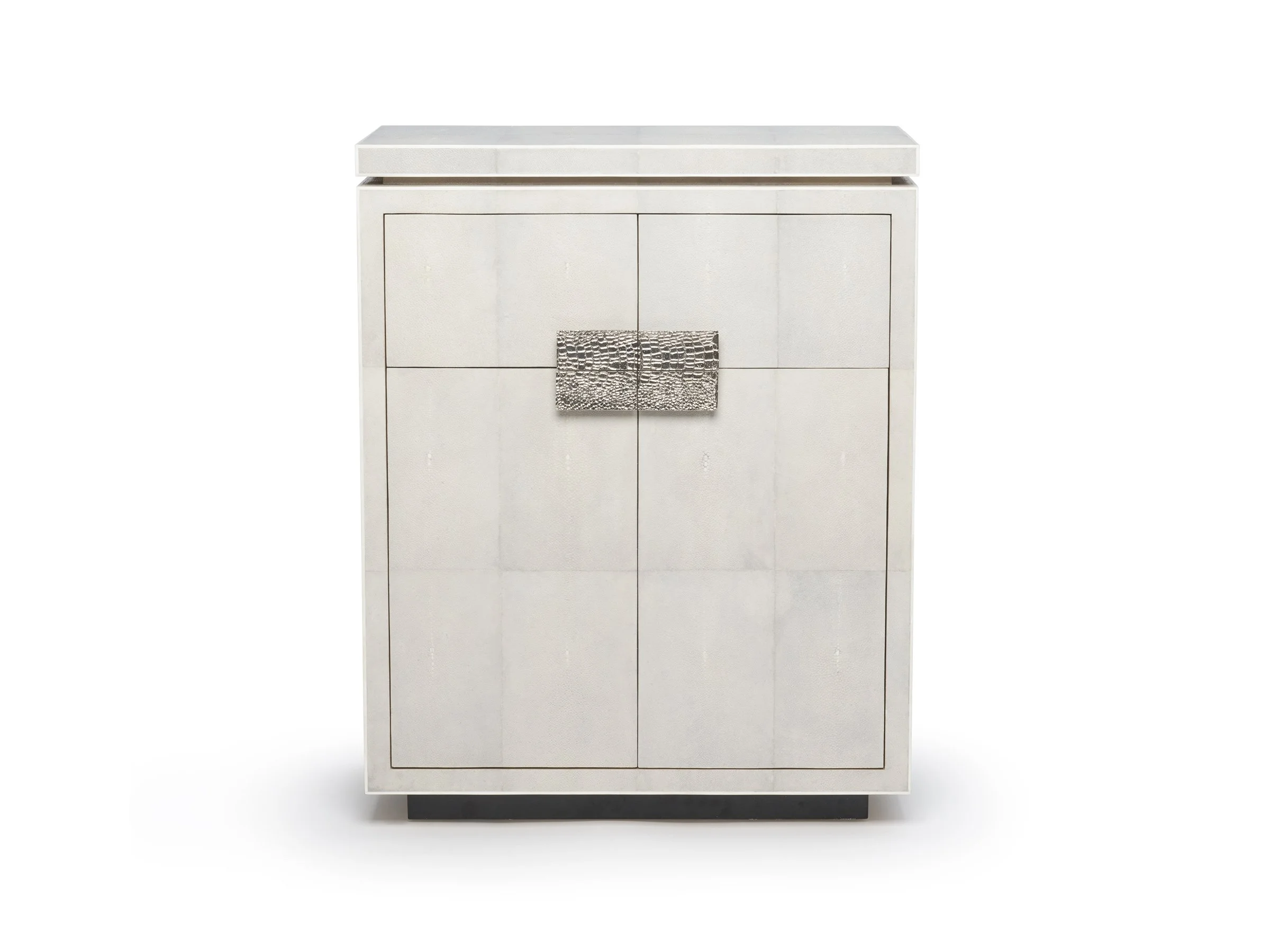Elizabeth nightstand, Elegant nightstand with bronze hardware and shagreen finish