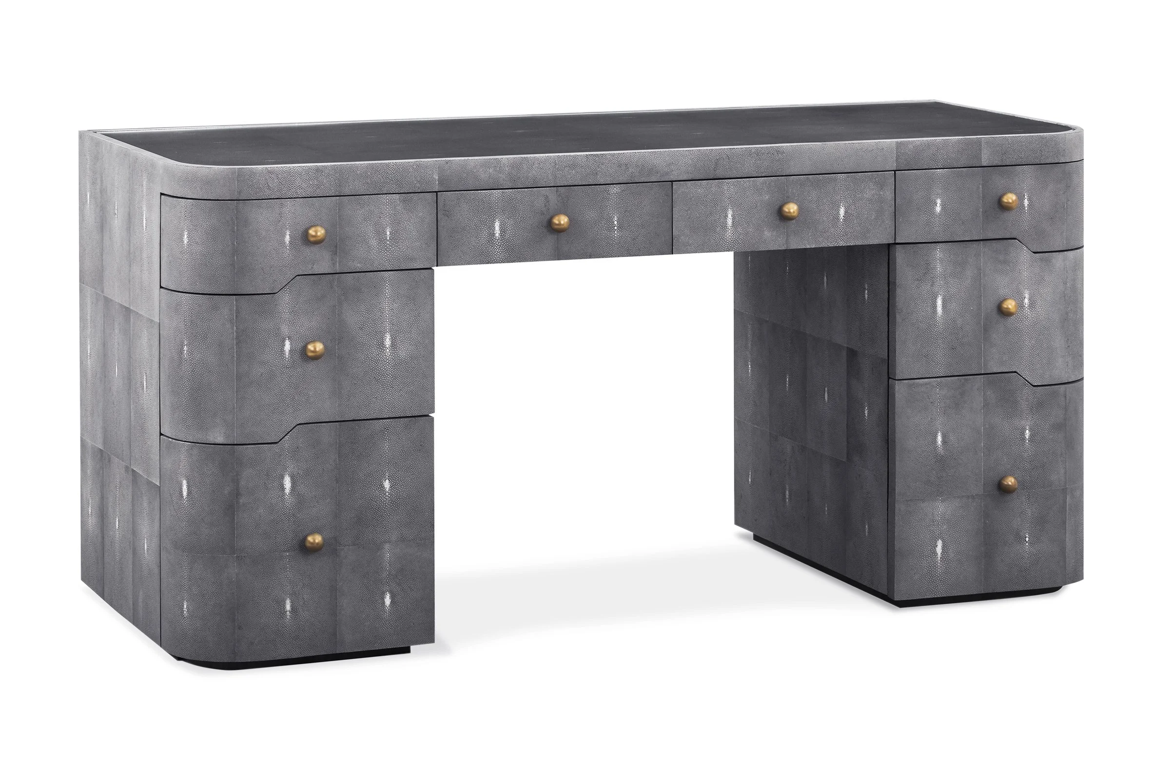 The Floating Vanity in Onyx Shagreen with optional glass top.