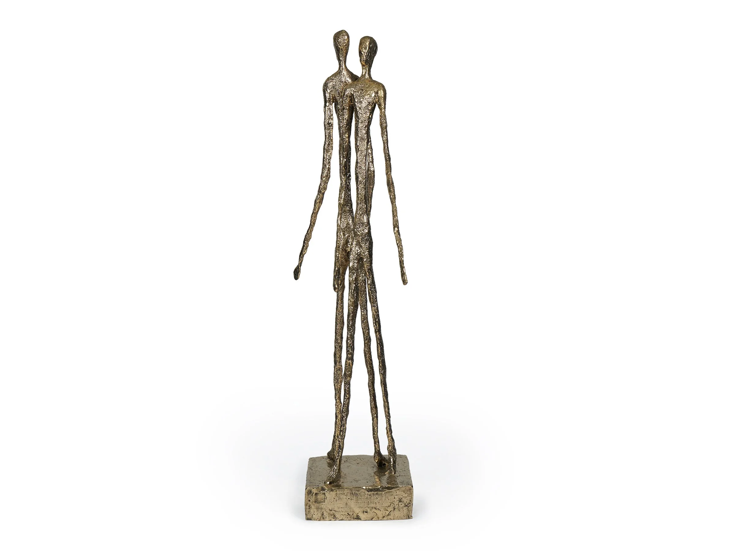 Rear view of the Parting Sculpture showing intertwined limbs and textured bronze finish.