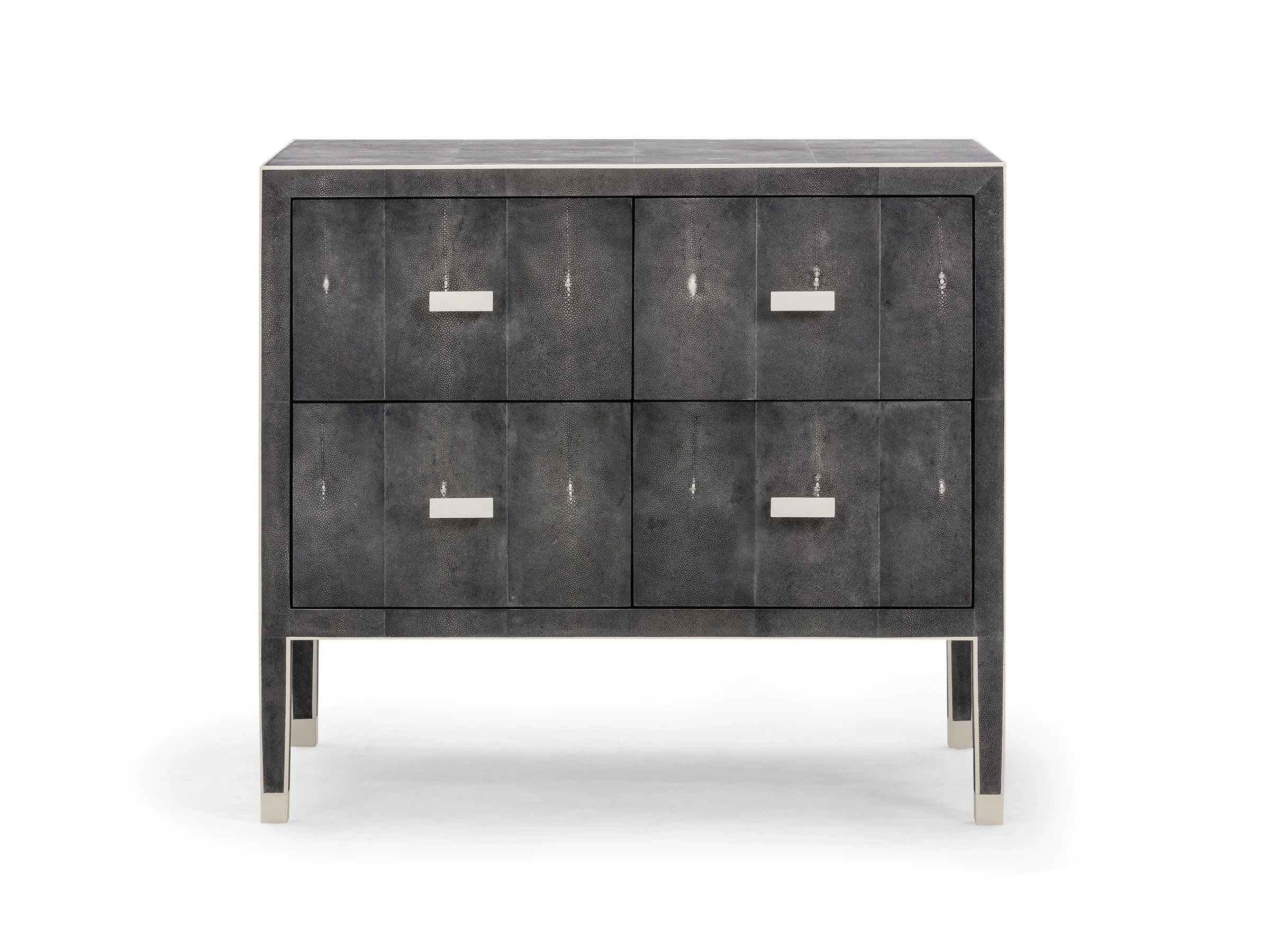 1. Front view of The Matthew Dresser in Onyx Shagreen with Bone handles