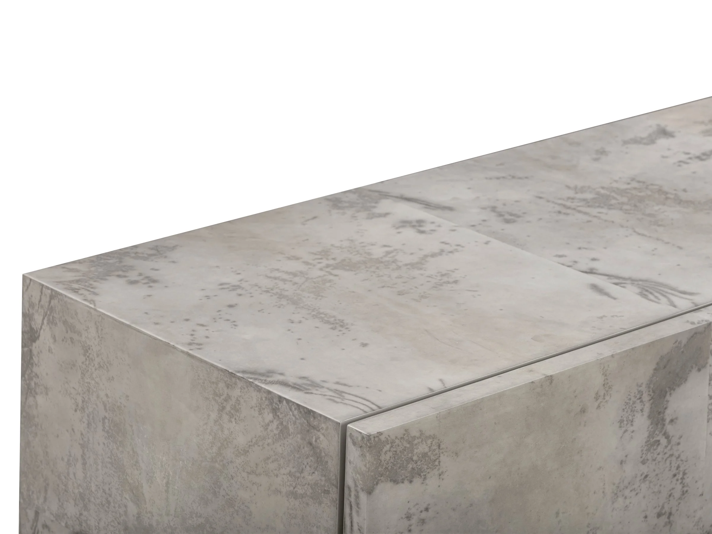 Detail view of the Utopia Dresser showing the Shadow Parchment finish
