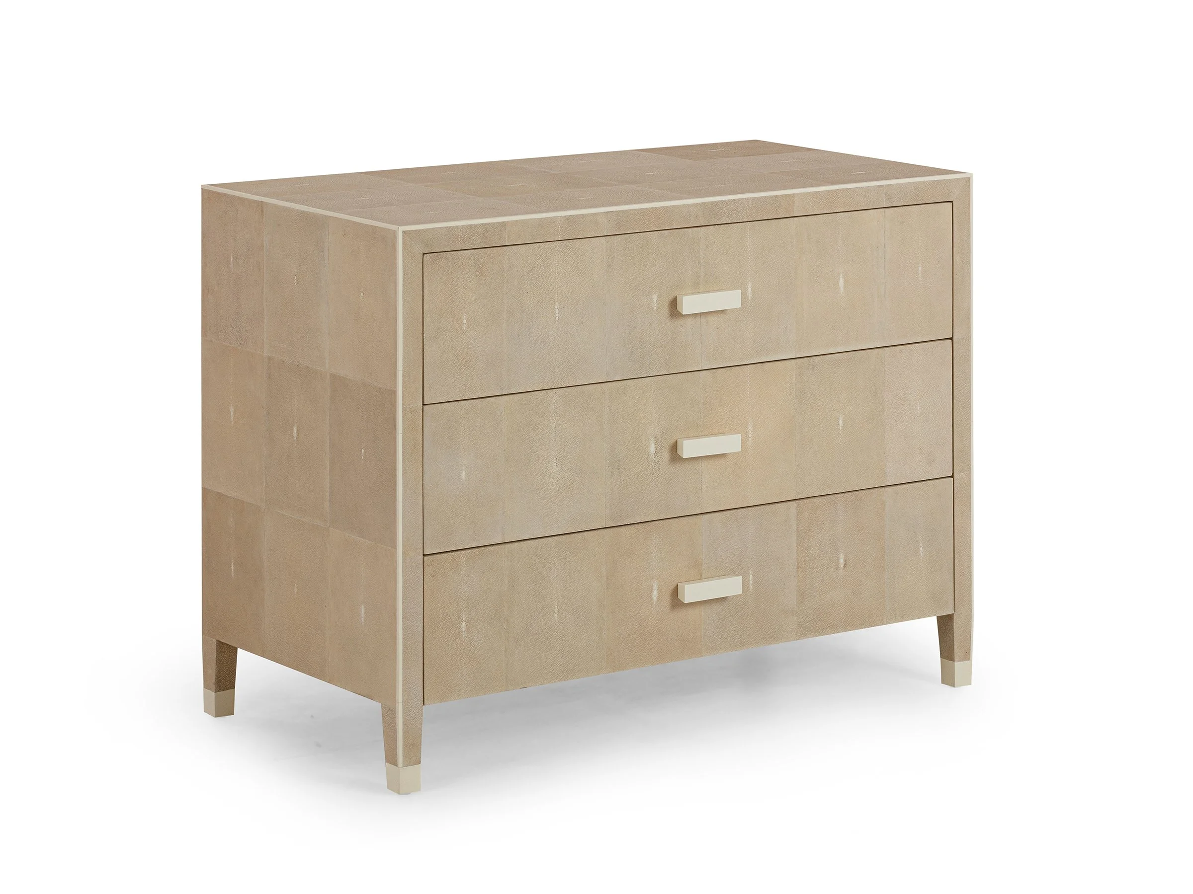 Front angle view of Matthew Chest in Antique shagreen with bone hardware